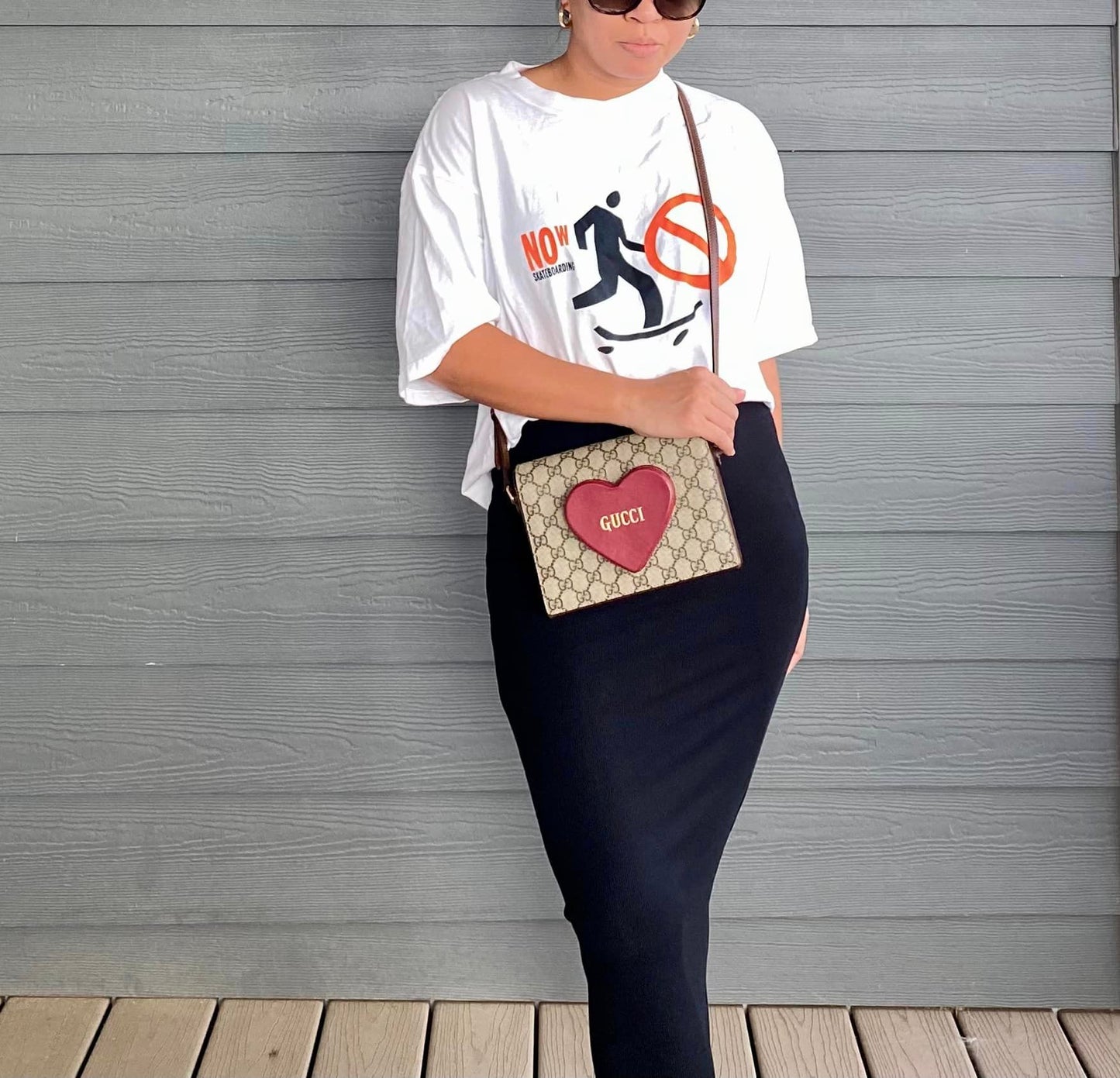 Gucci GG Supreme Script Logo Heart Crossbody