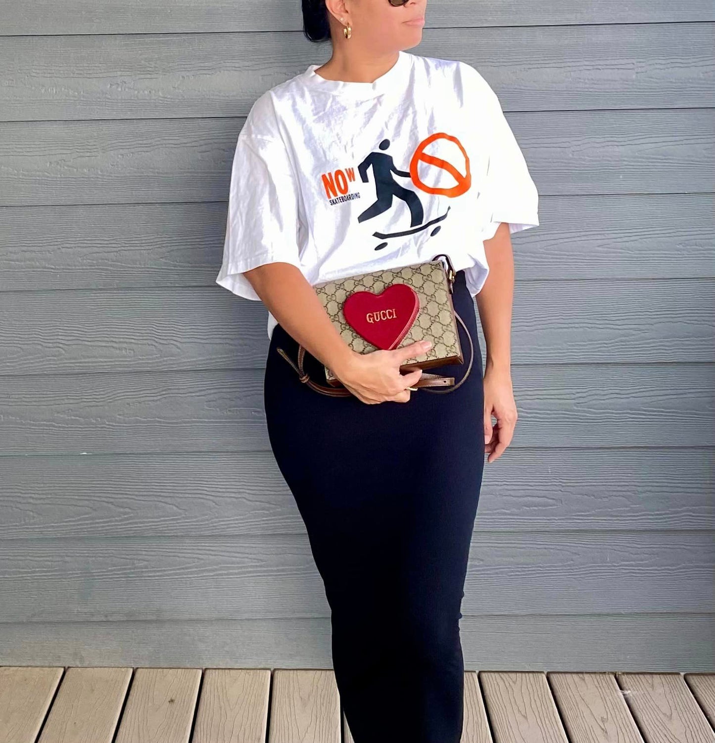 Gucci GG Supreme Script Logo Heart Crossbody