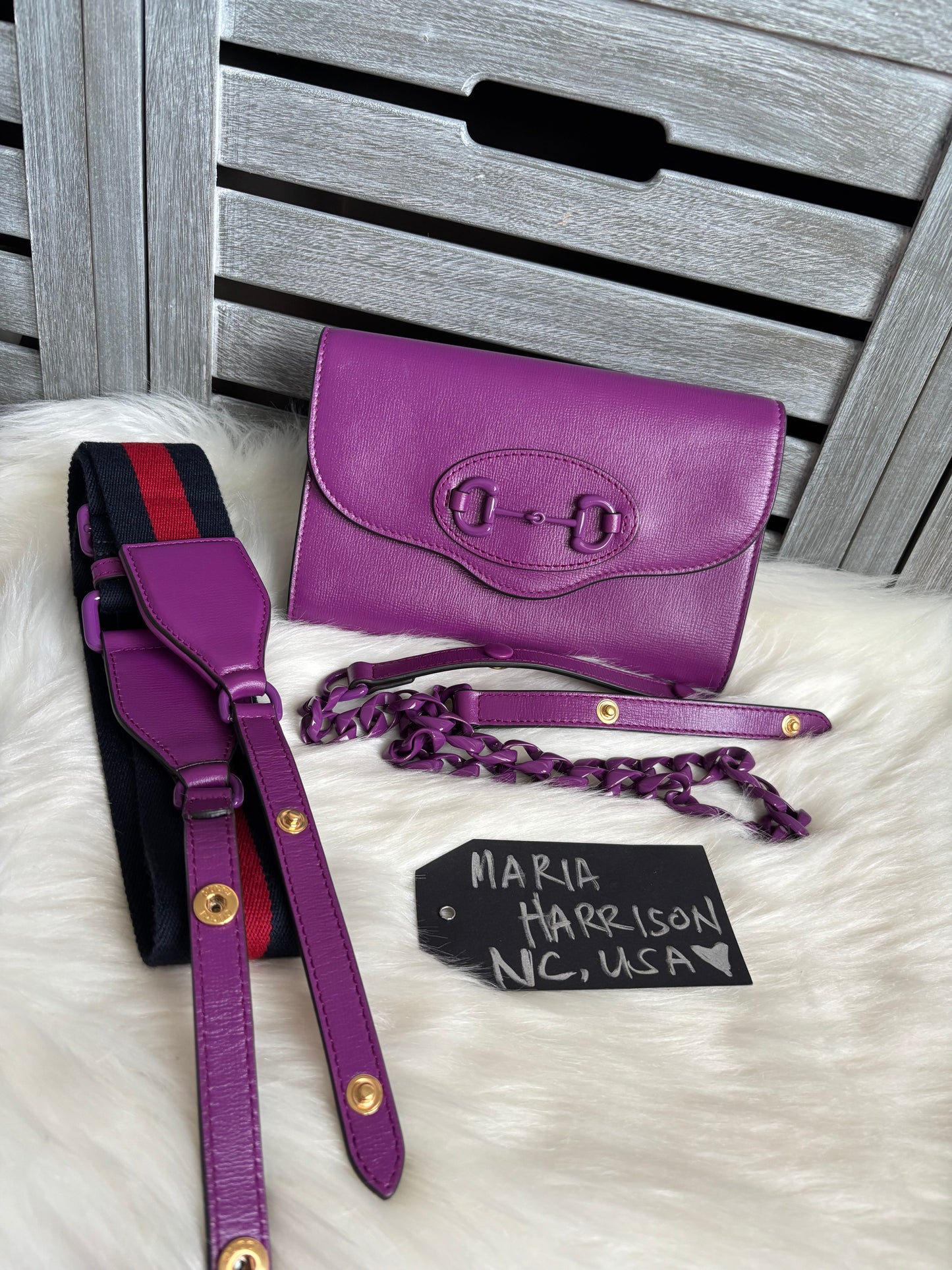 Gucci Azalea Calfskin Web Monochrome Mini Horsebit 1955 Chain Bag