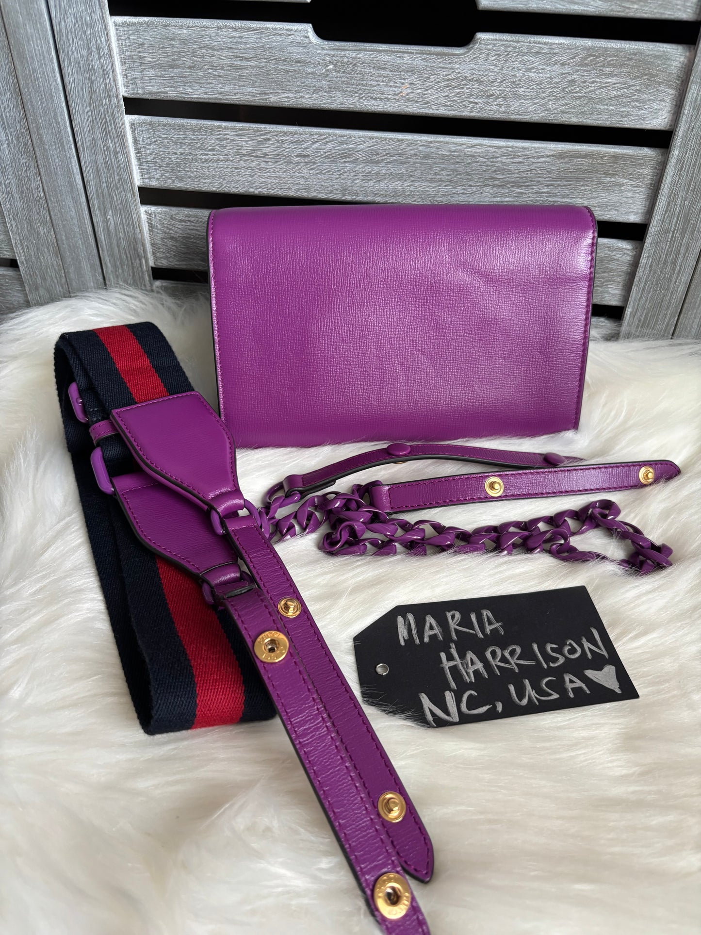 Gucci Azalea Calfskin Web Monochrome Mini Horsebit 1955 Chain Bag