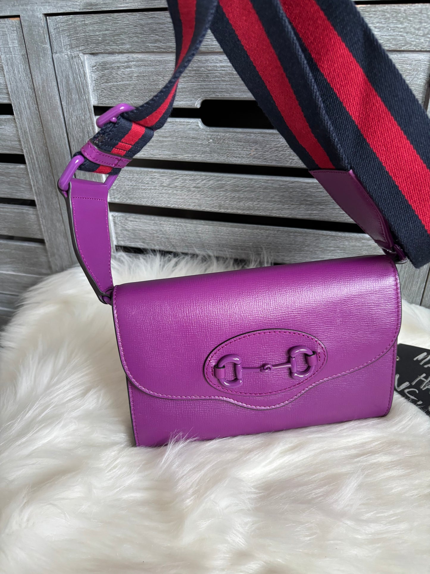 Gucci Azalea Calfskin Web Monochrome Mini Horsebit 1955 Chain Bag