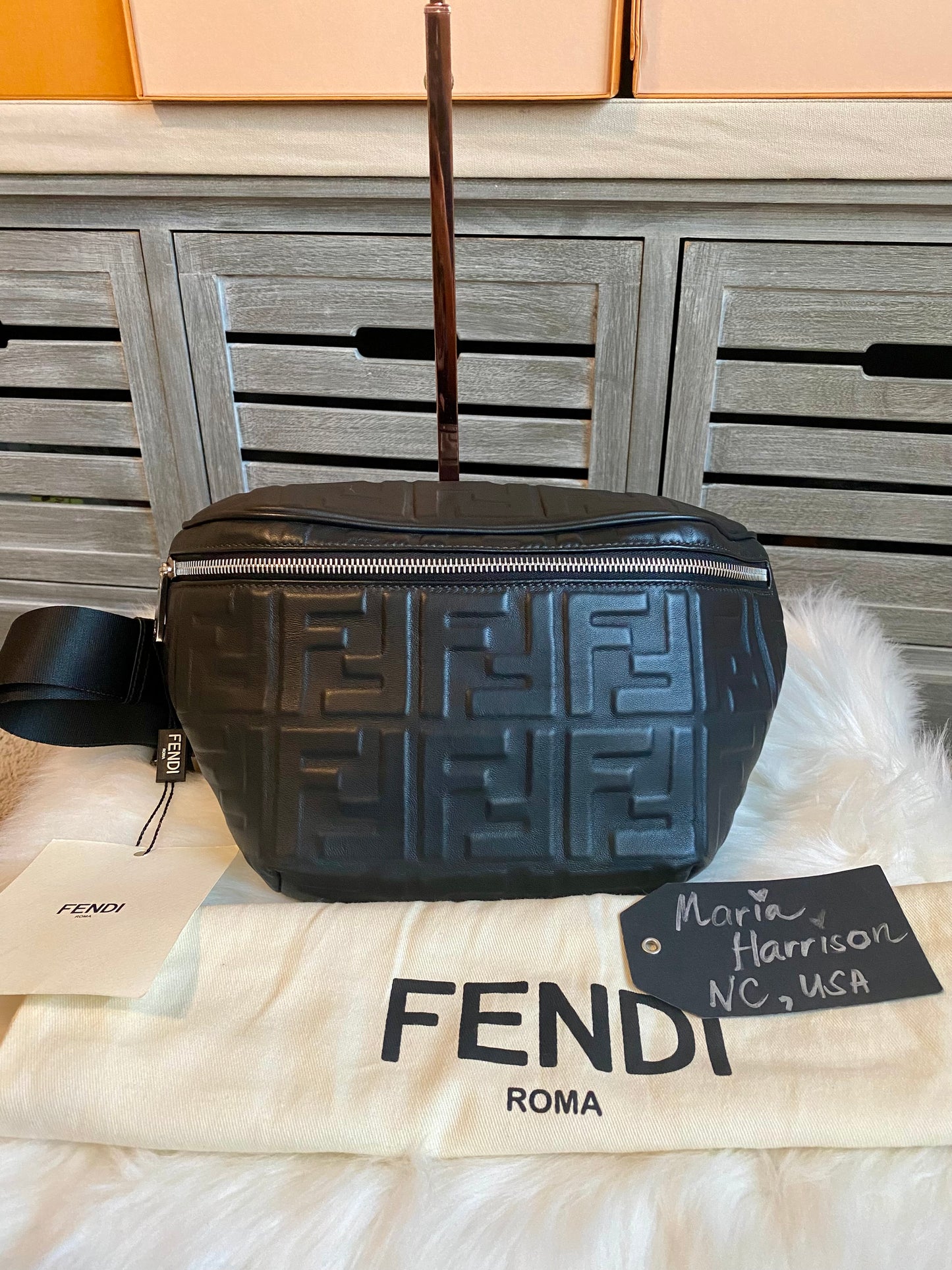 Fendi Napa FF 1974 Embossed Bumbag Black