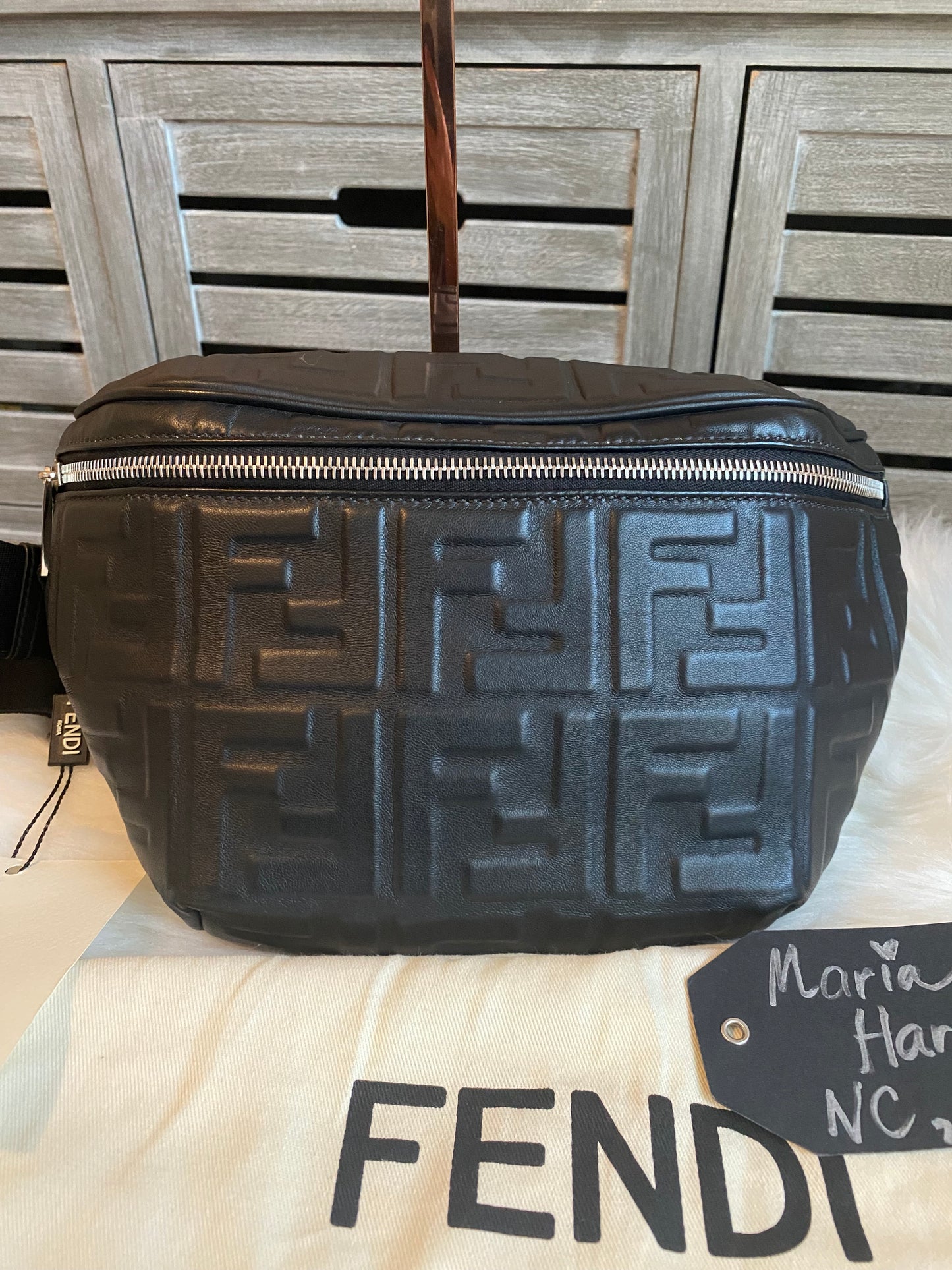 Fendi Napa FF 1974 Embossed Bumbag Black