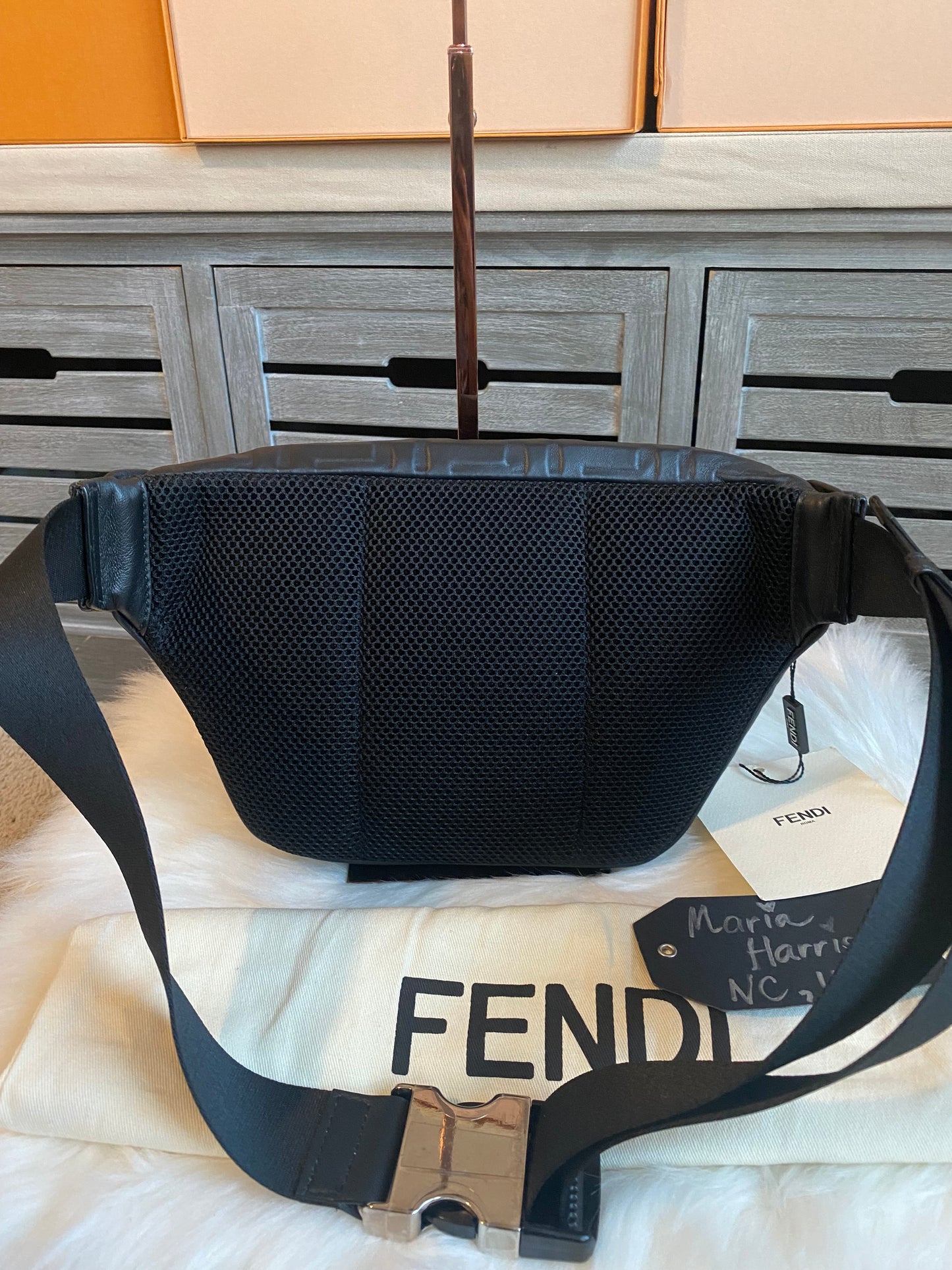 Fendi Napa FF 1974 Embossed Bumbag Black