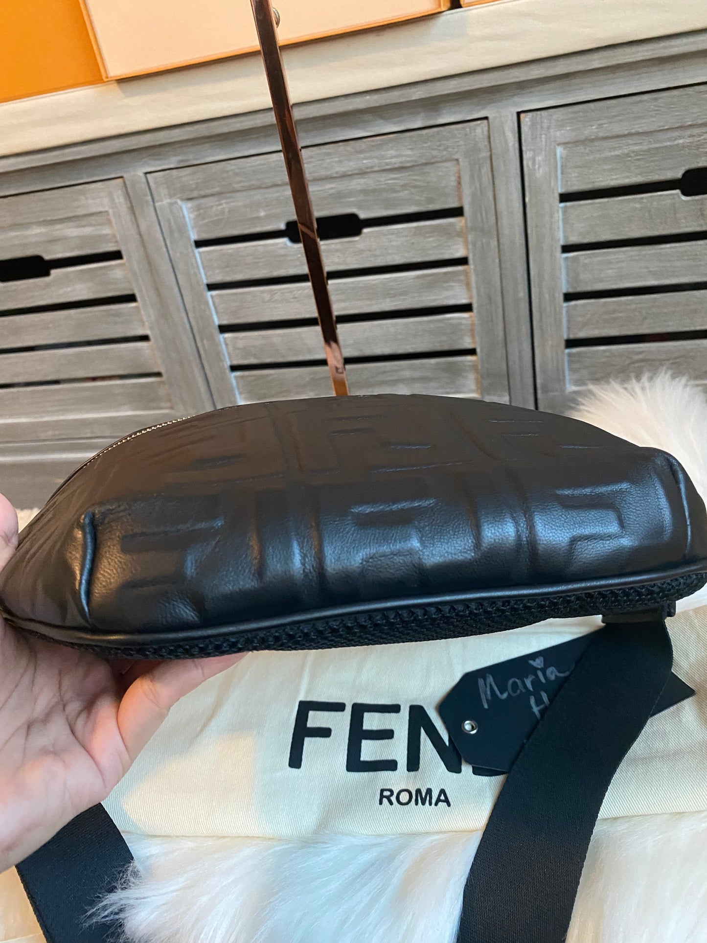 Fendi Napa FF 1974 Embossed Bumbag Black