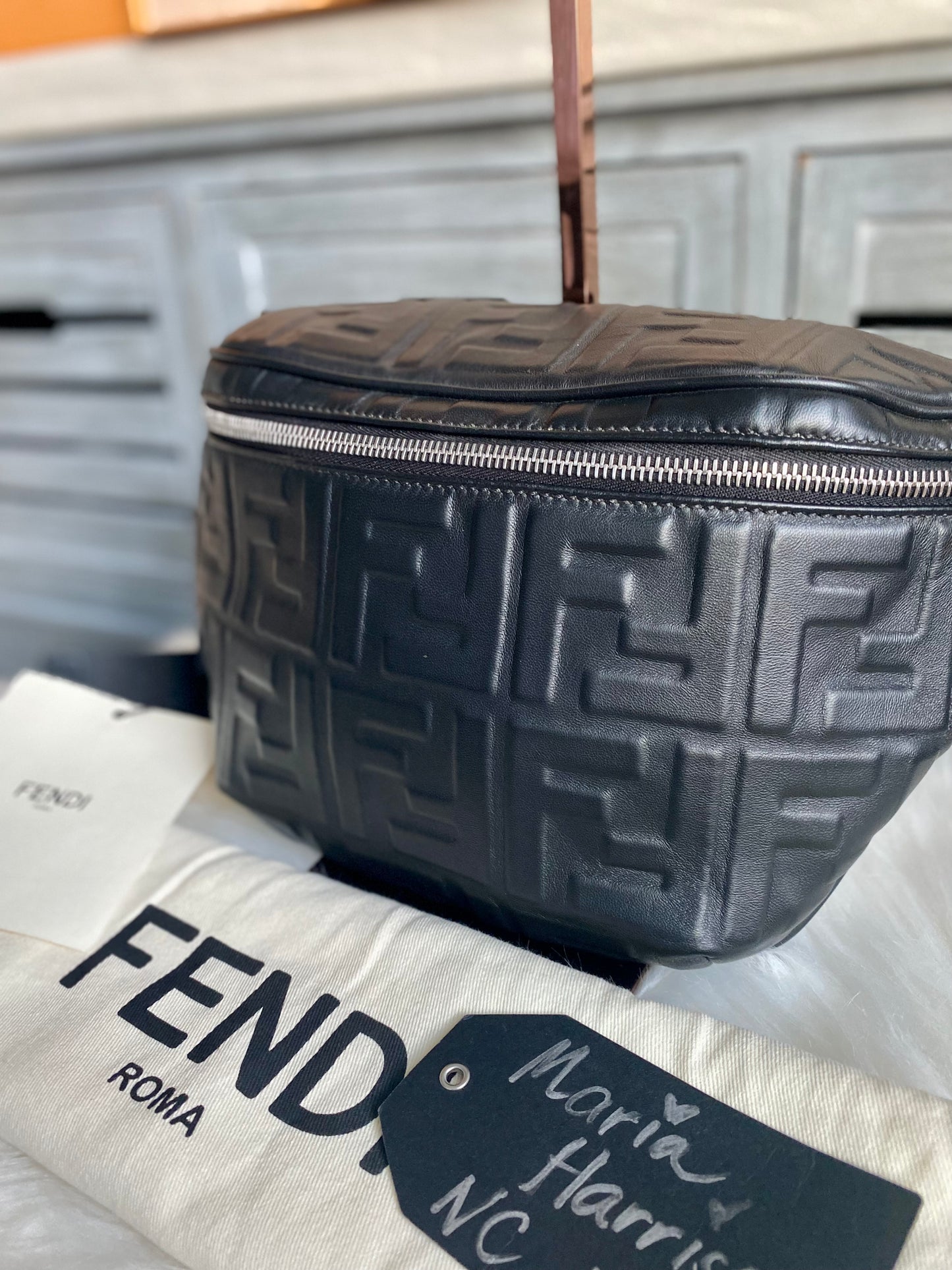 Fendi Napa FF 1974 Embossed Bumbag Black