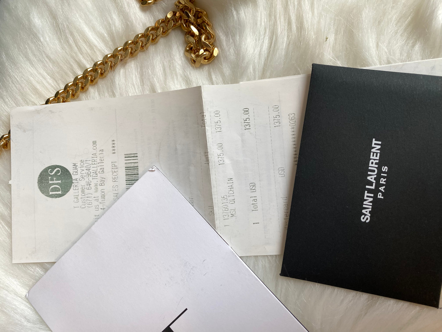 Saint Laurent Classic Cassandre Chain Wallet In Grain De Poudre Leather