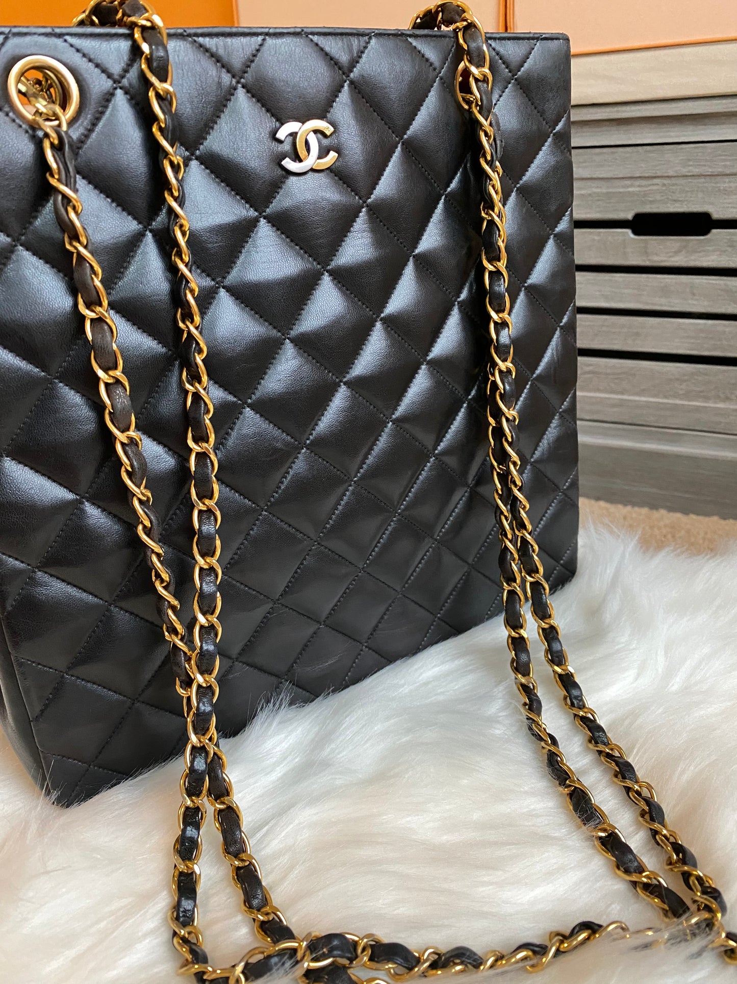Chanel Quilted Lamb Skin Long Shoulder Bag