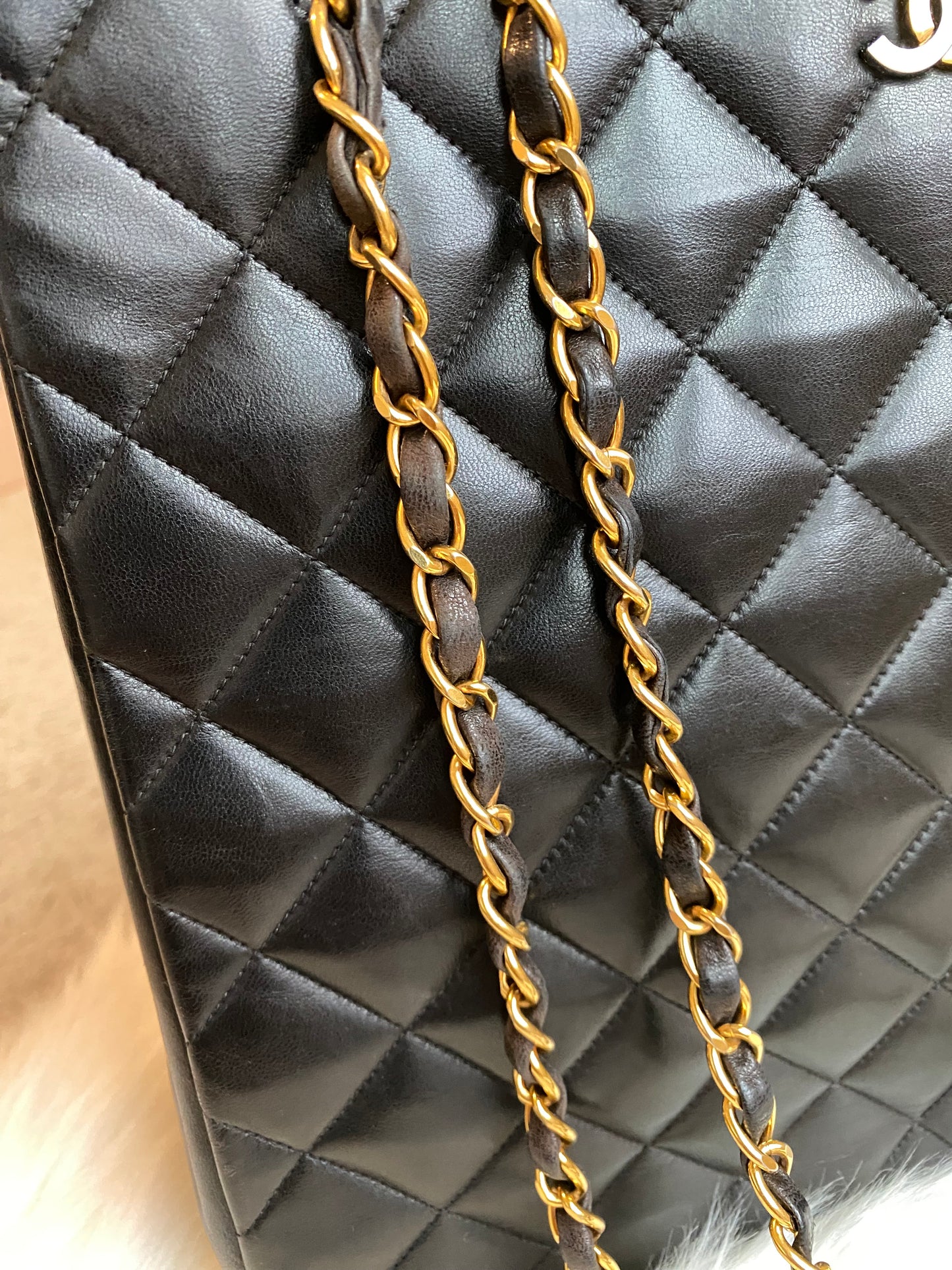 Chanel Quilted Lamb Skin Long Shoulder Bag