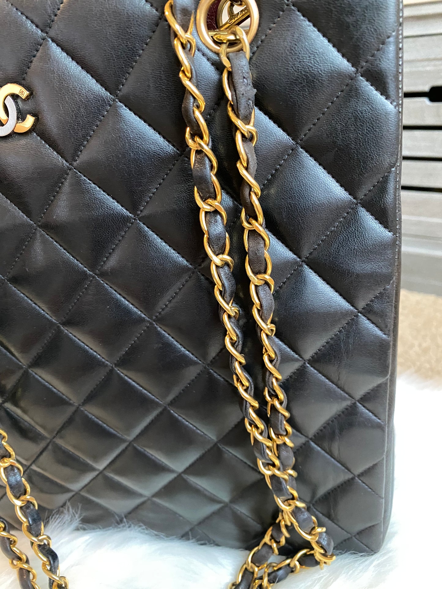 Chanel Quilted Lamb Skin Long Shoulder Bag