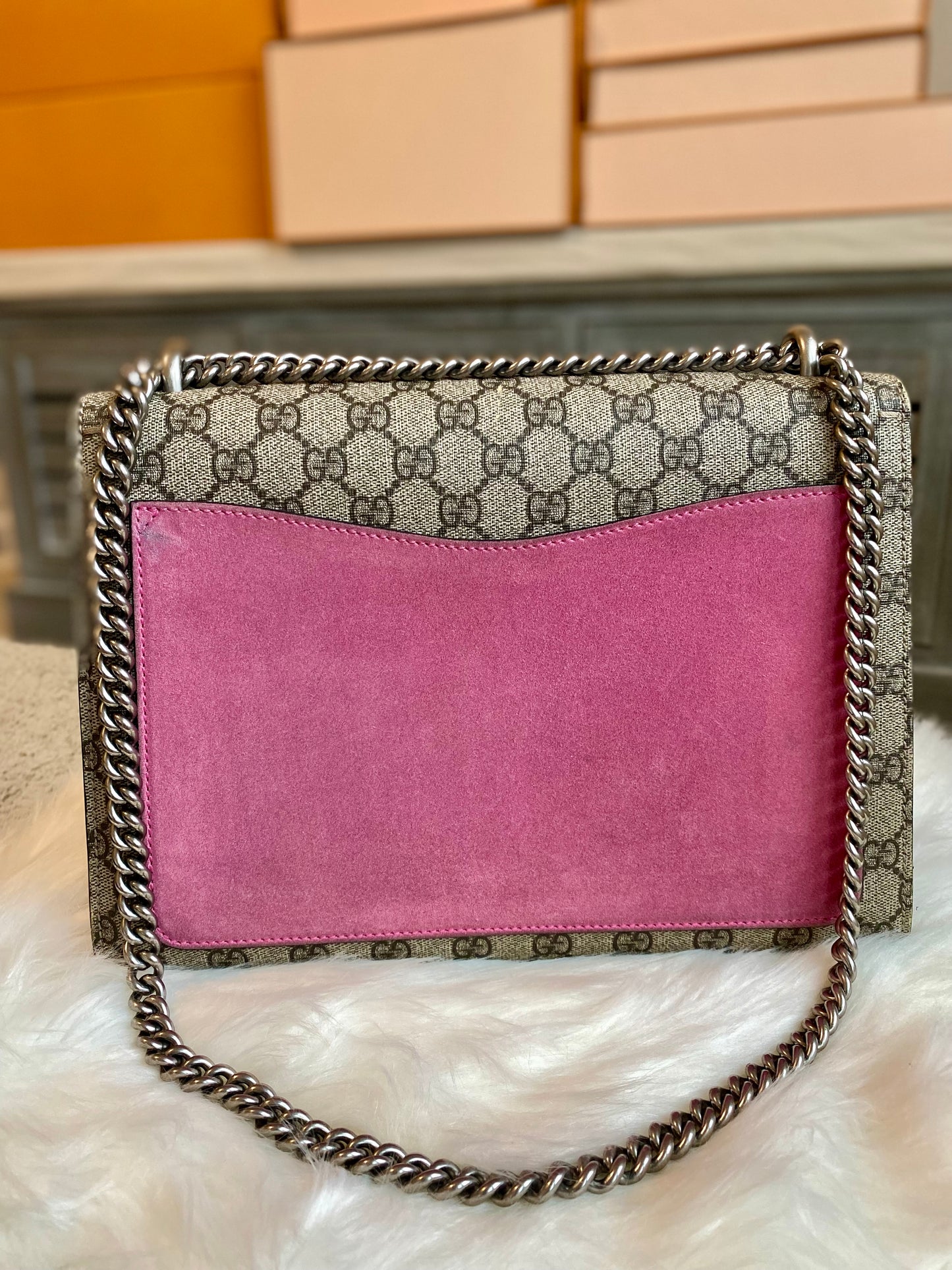 Gucci GG Supreme Monogram Suede Pierced Heart Embroidered Dionysus