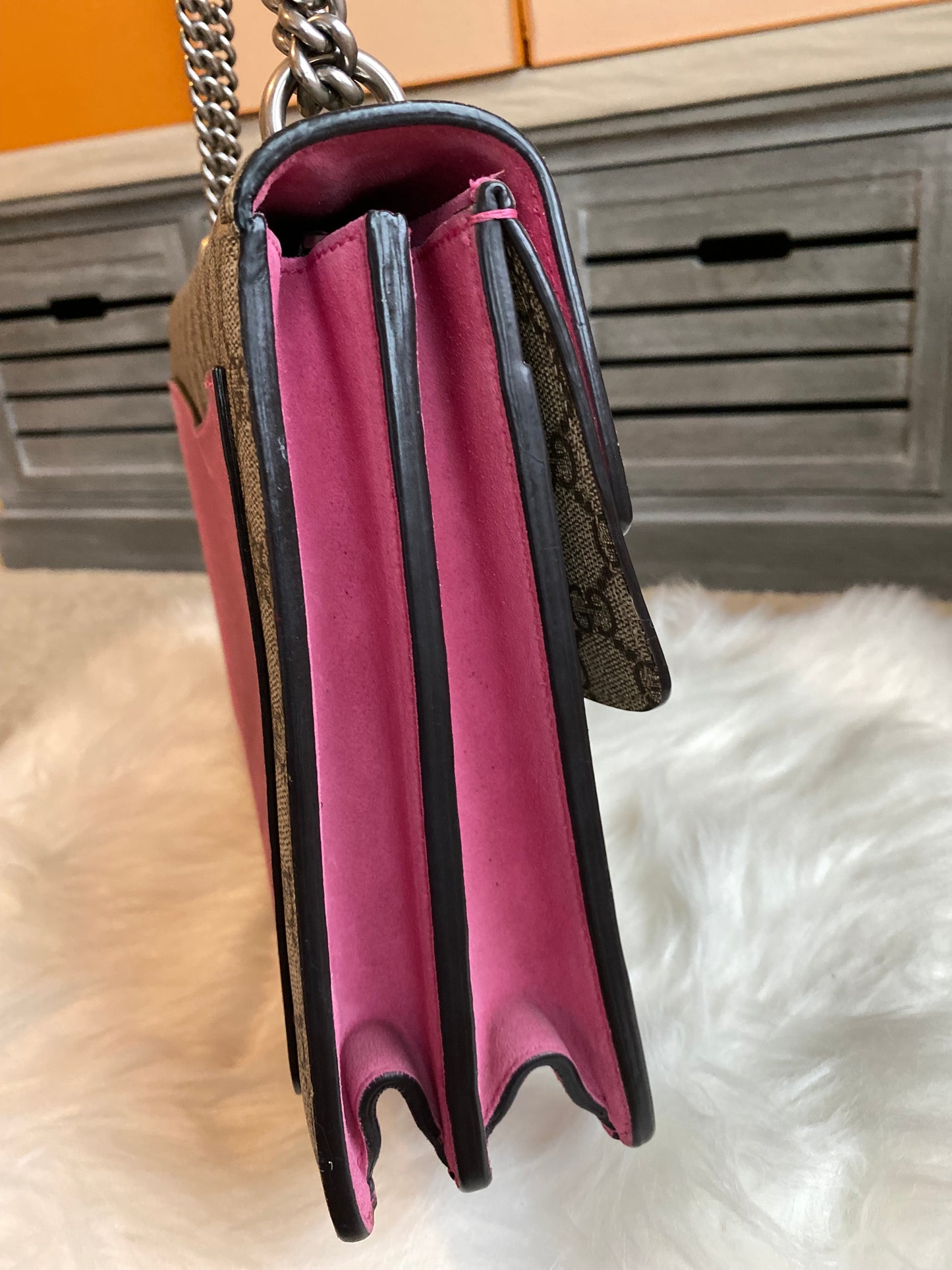 Gucci GG Supreme Monogram Suede Pierced Heart Embroidered Dionysus