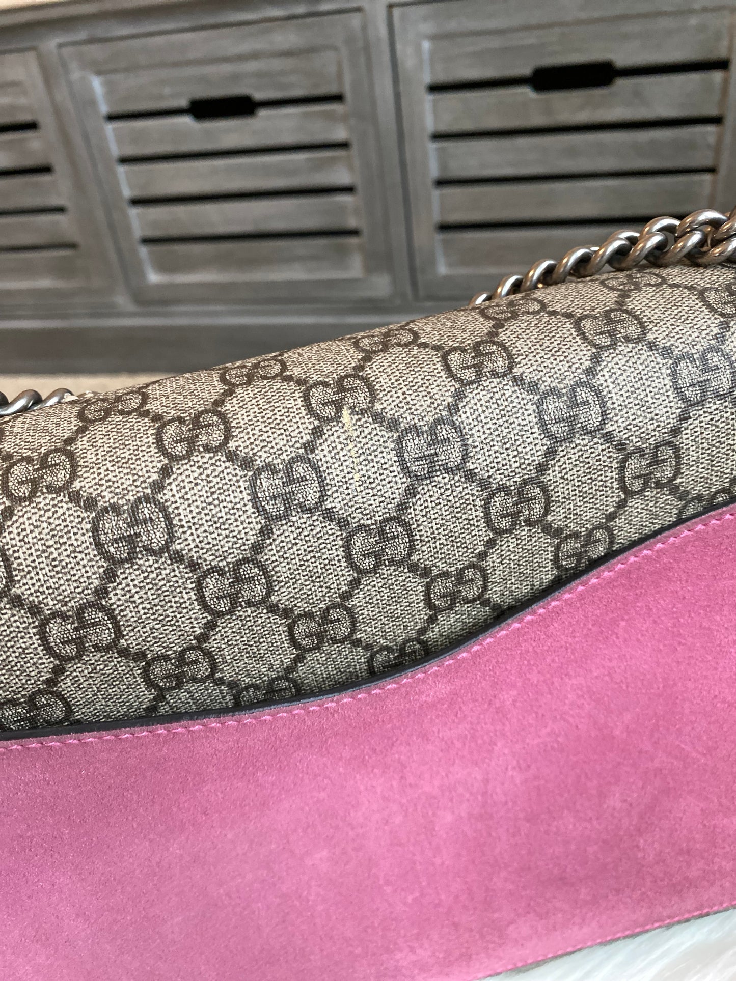 Gucci GG Supreme Monogram Suede Pierced Heart Embroidered Dionysus