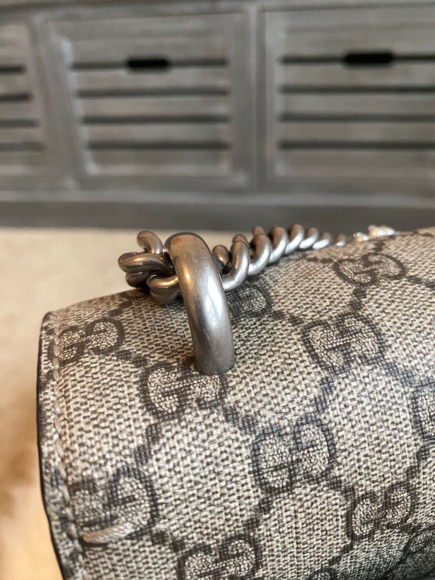 Gucci GG Supreme Monogram Suede Pierced Heart Embroidered Dionysus