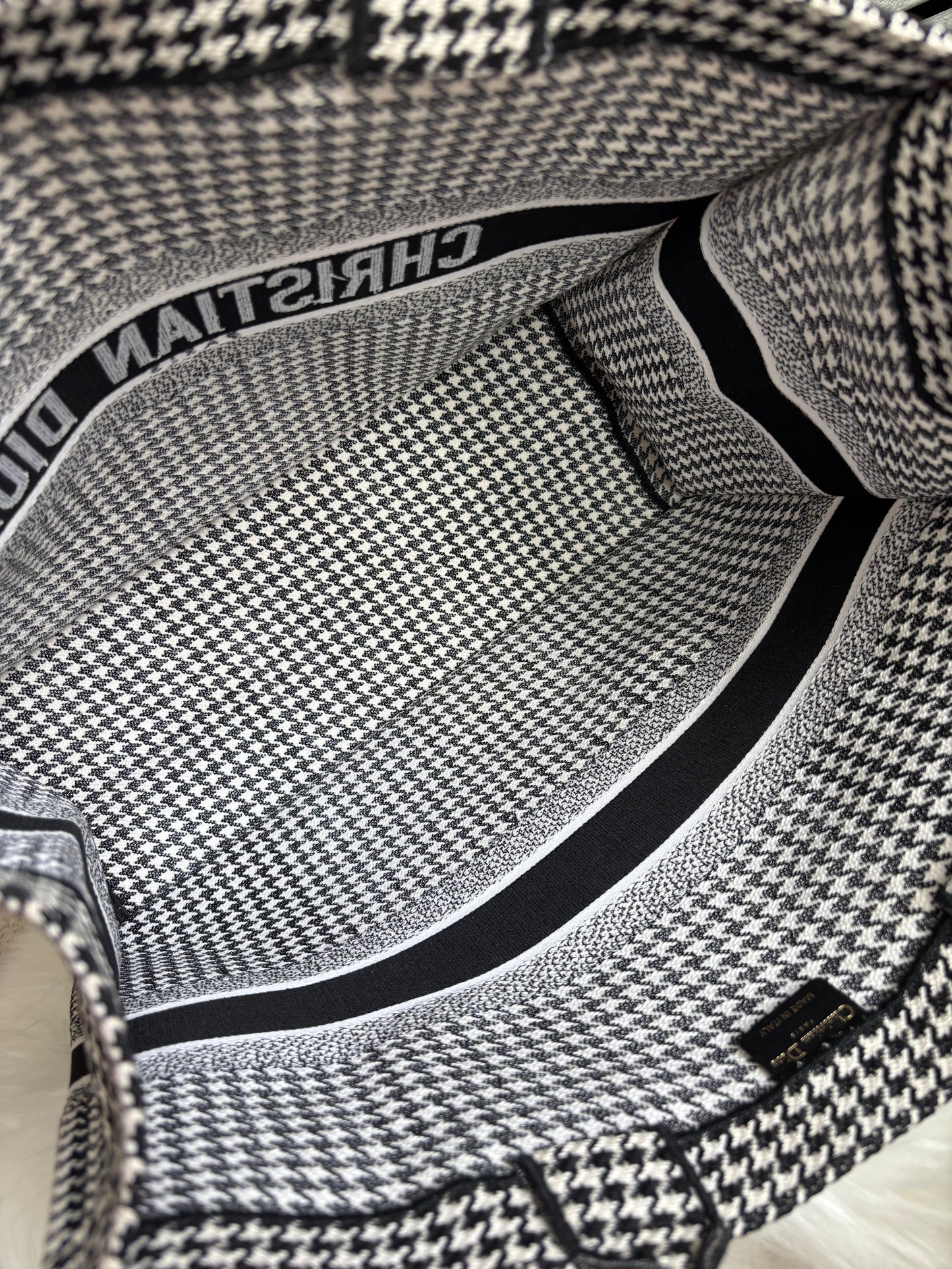 Christian Dior Houndstooth Large Booke Tote