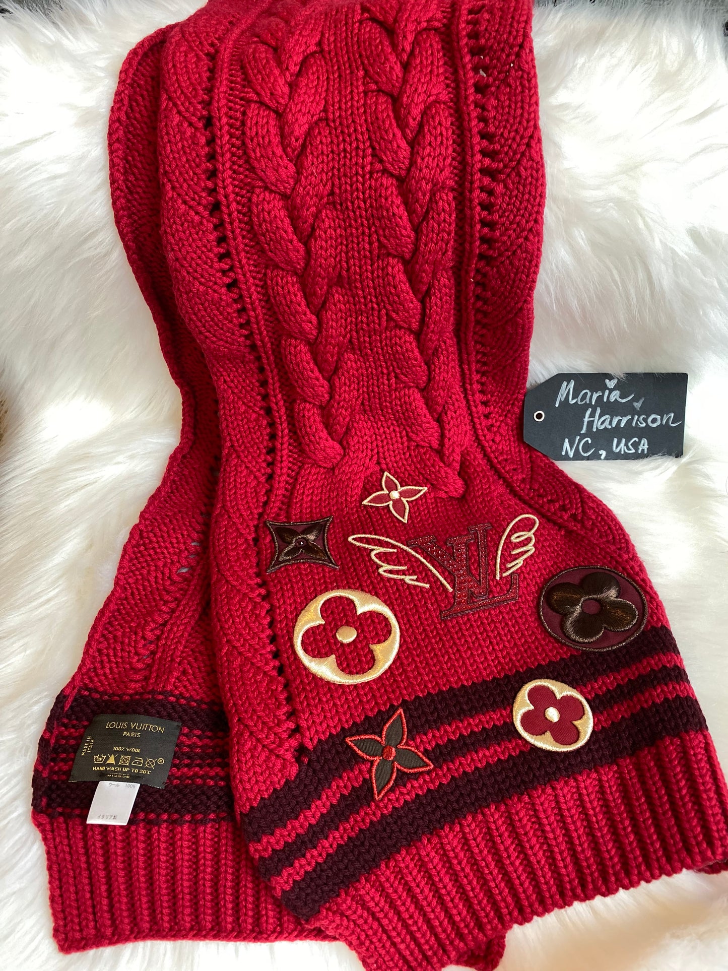 Louis Vuitton 100% Wool Columbia Knit Scarf