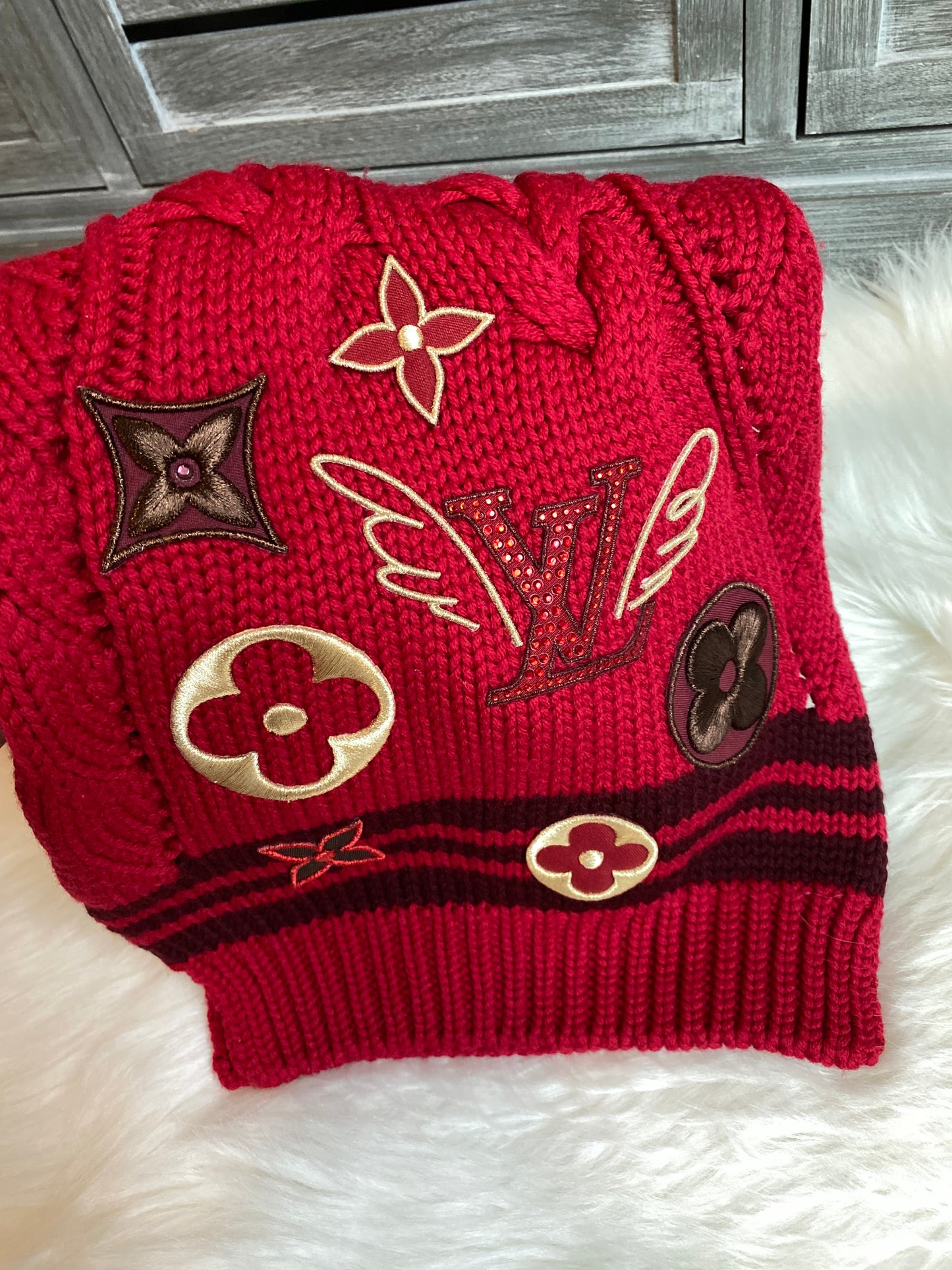 Louis Vuitton 100% Wool Columbia Knit Scarf