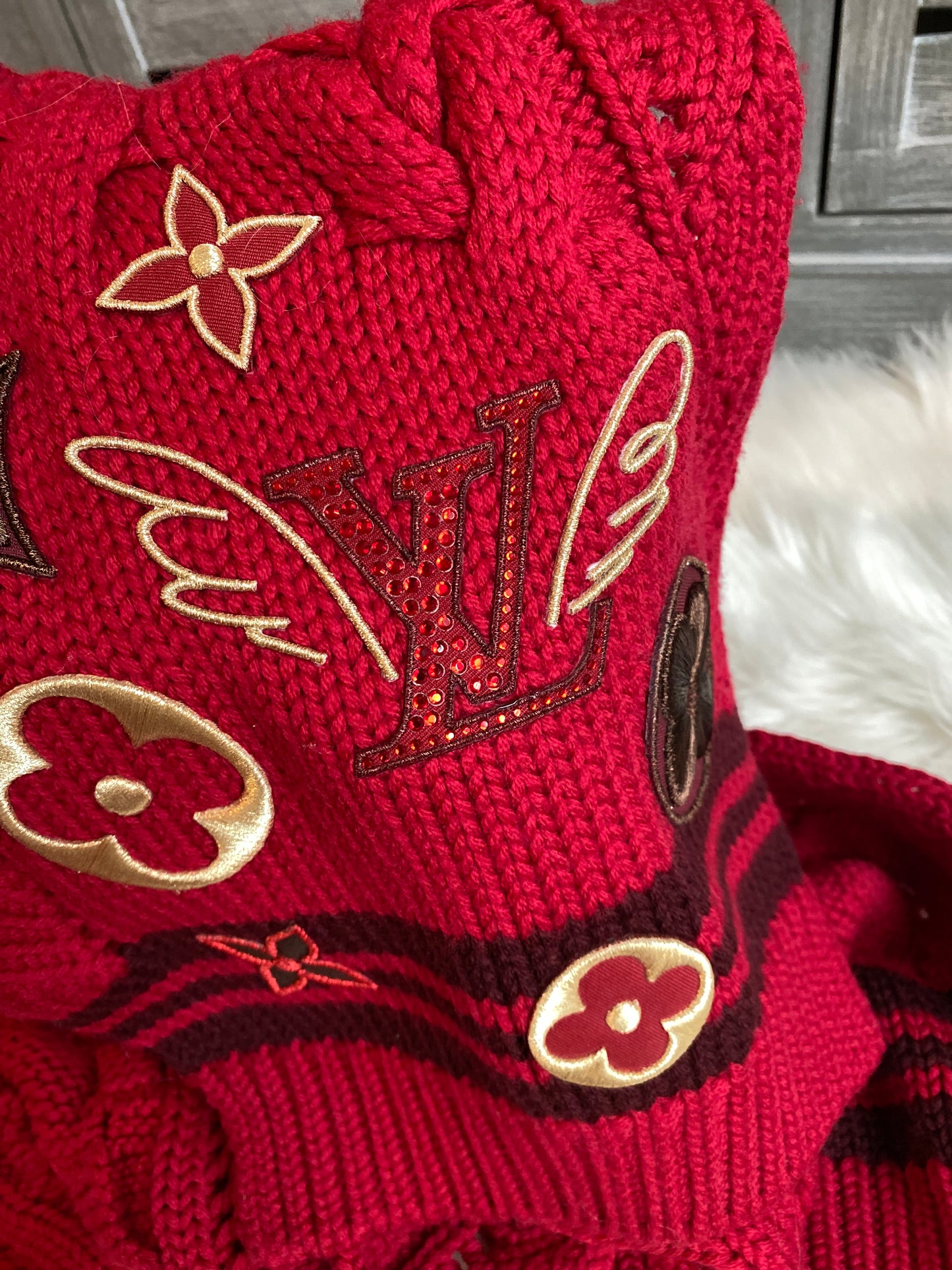 Louis Vuitton 100% Wool Columbia Knit Scarf