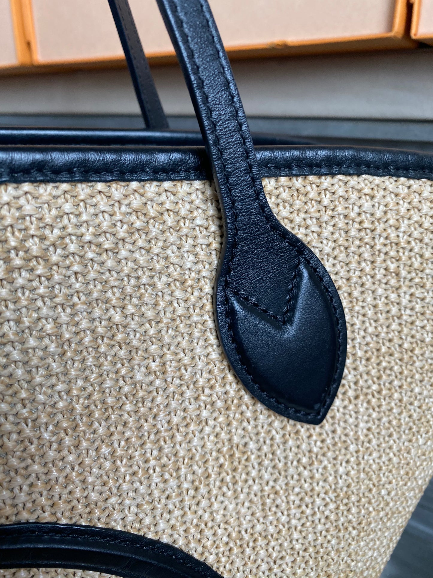 Louis Vuitton Raffia Saint Jacques Tote Noir With Pouch