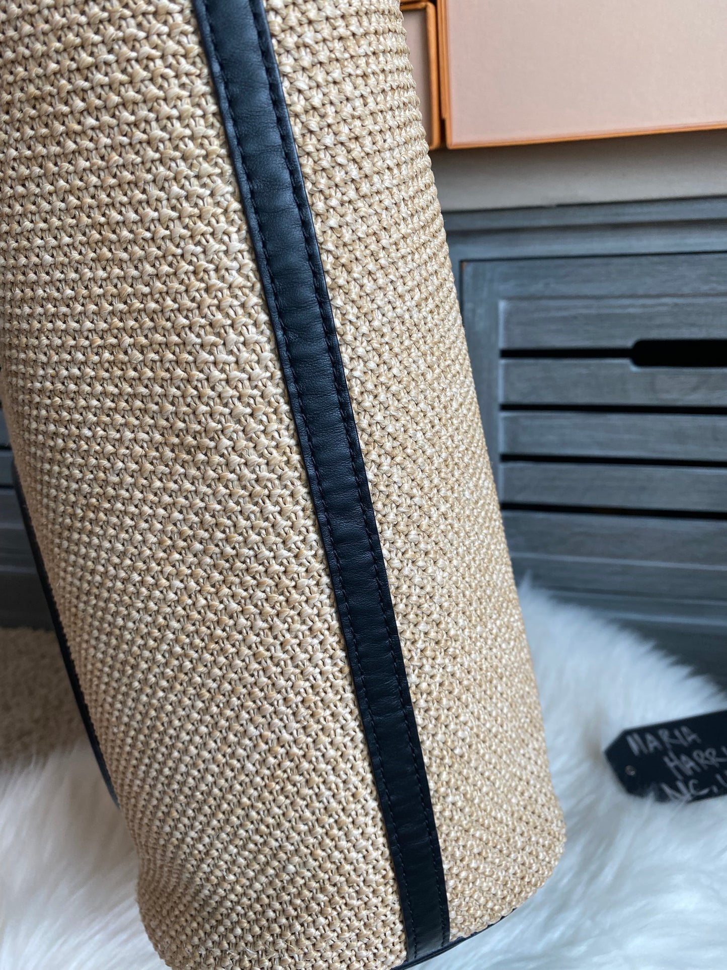 Louis Vuitton Raffia Saint Jacques Tote Noir With Pouch