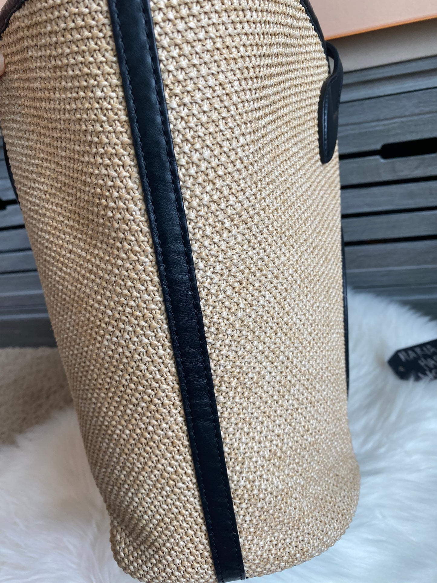 Louis Vuitton Raffia Saint Jacques Tote Noir With Pouch