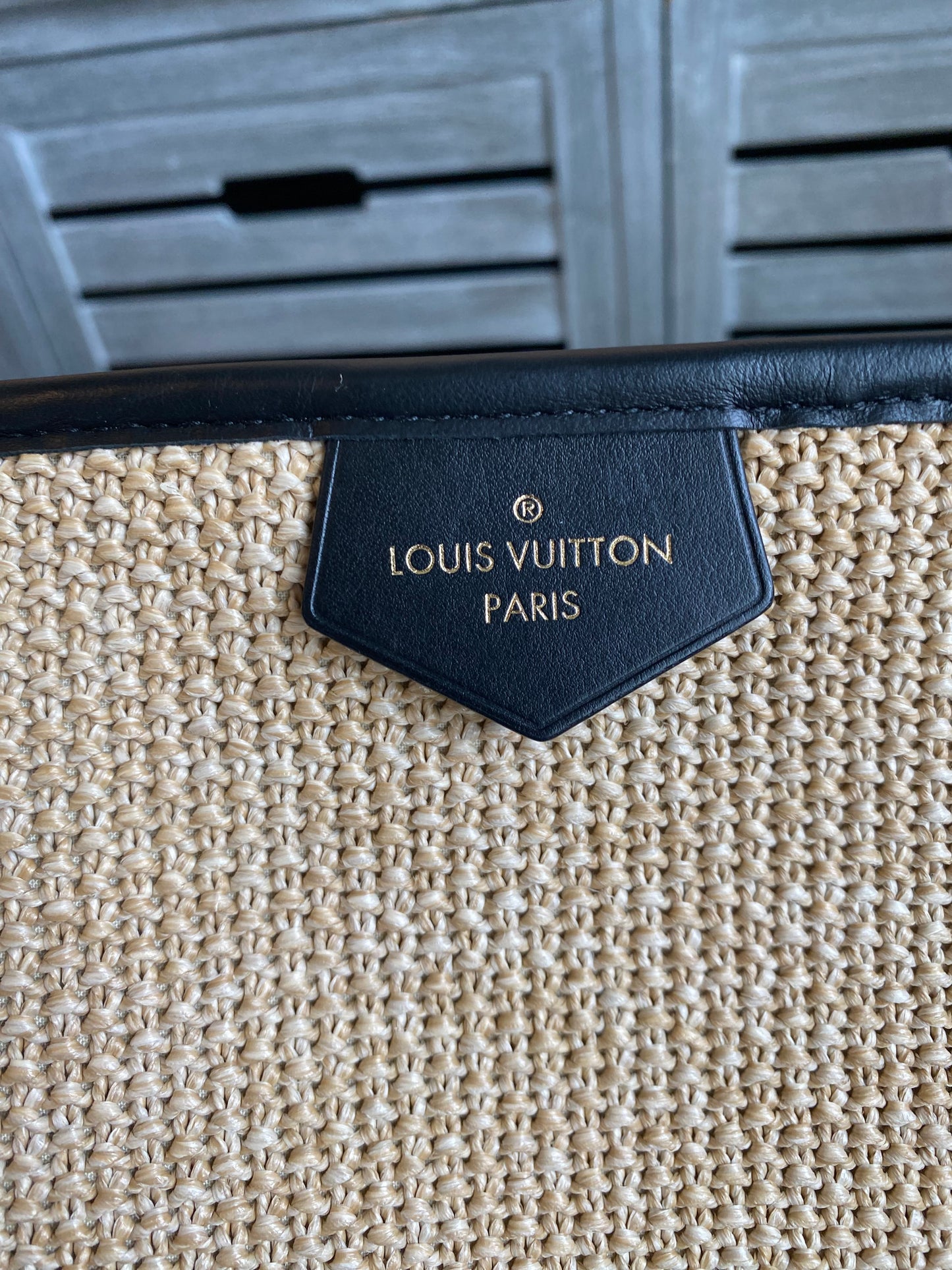 Louis Vuitton Raffia Saint Jacques Tote Noir With Pouch