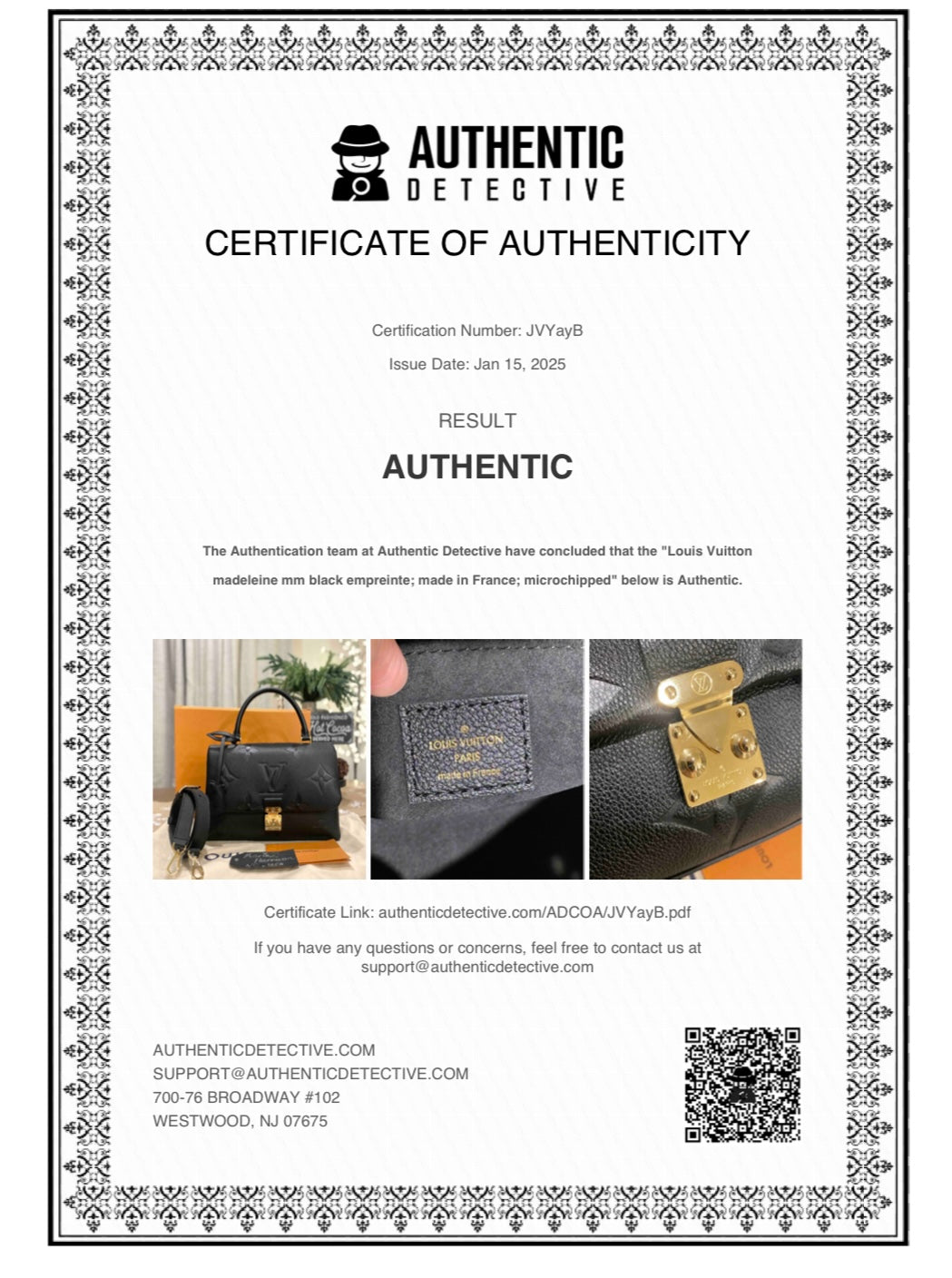 Louis Vuitton Madeleine MM Black Empreinte
