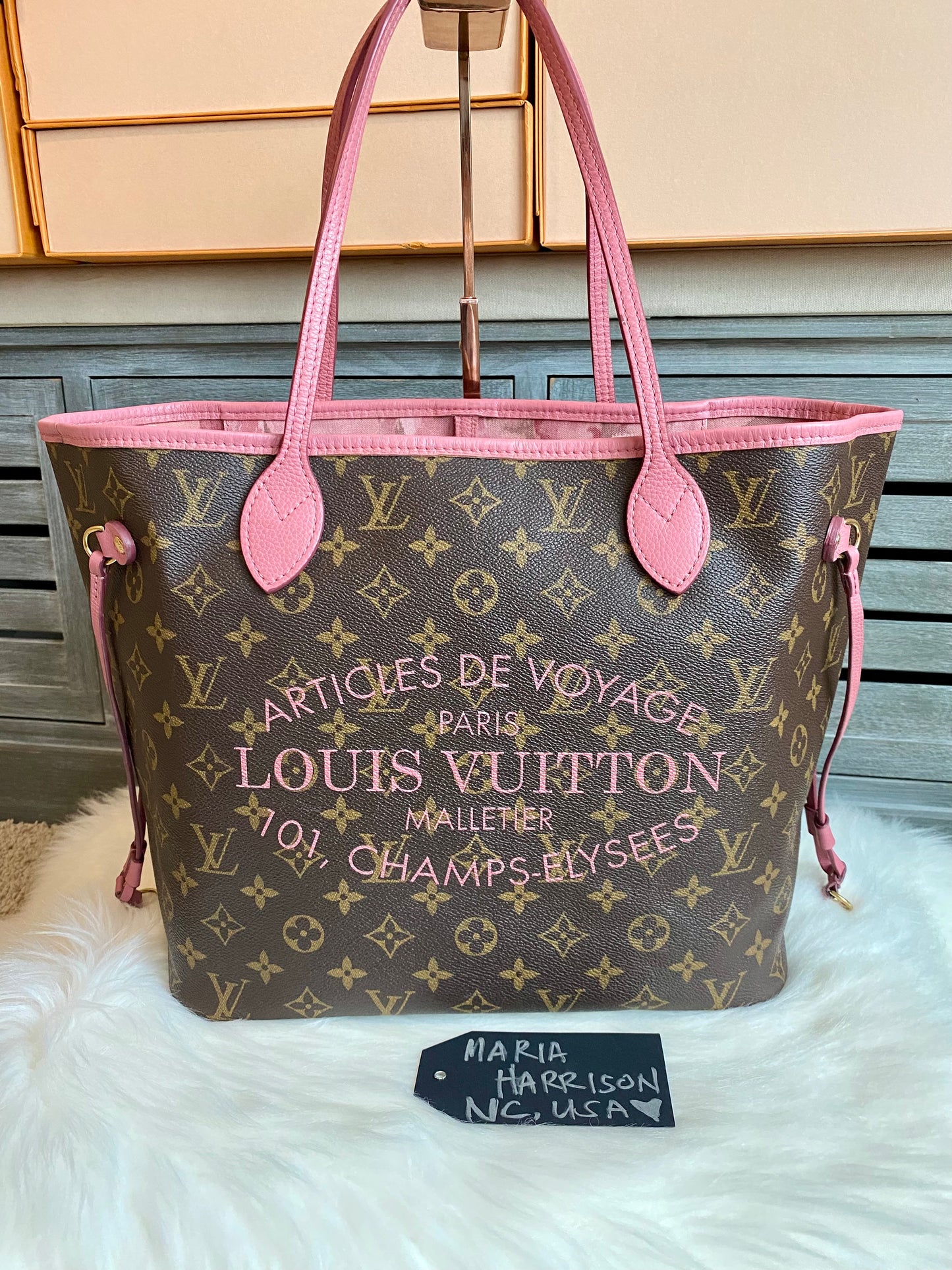 Louis Vuitton Limited Edition Rose Velours Ikat Neverfull MM