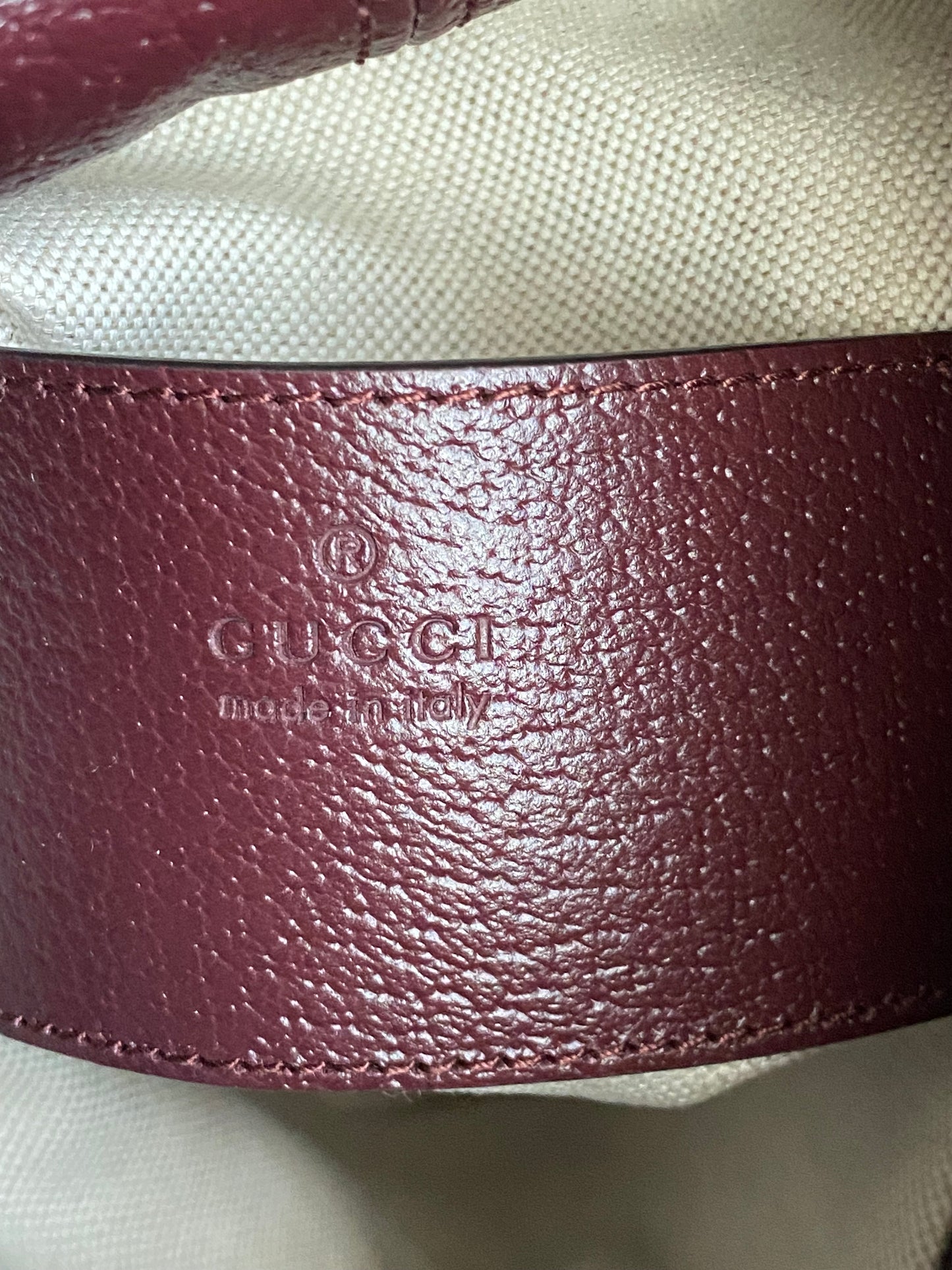 GUCCI Burgundy Mini GG Supreme Canvas Triangle Crossbody Bag
