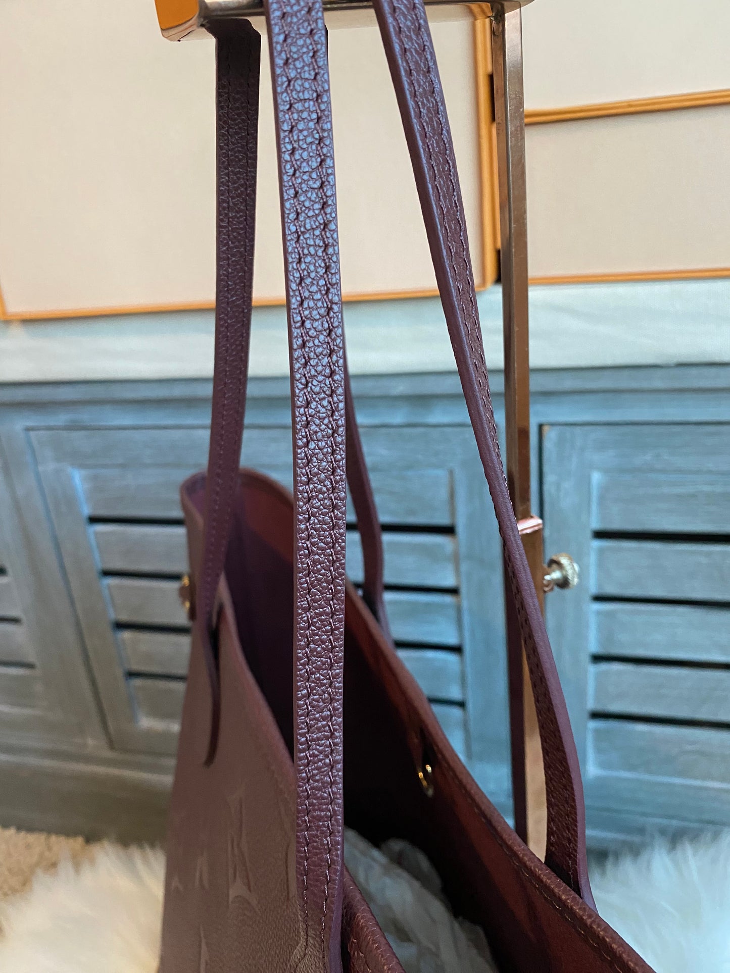 Louis Neverfull MM Empreinte Leather With Pouch Wine Color