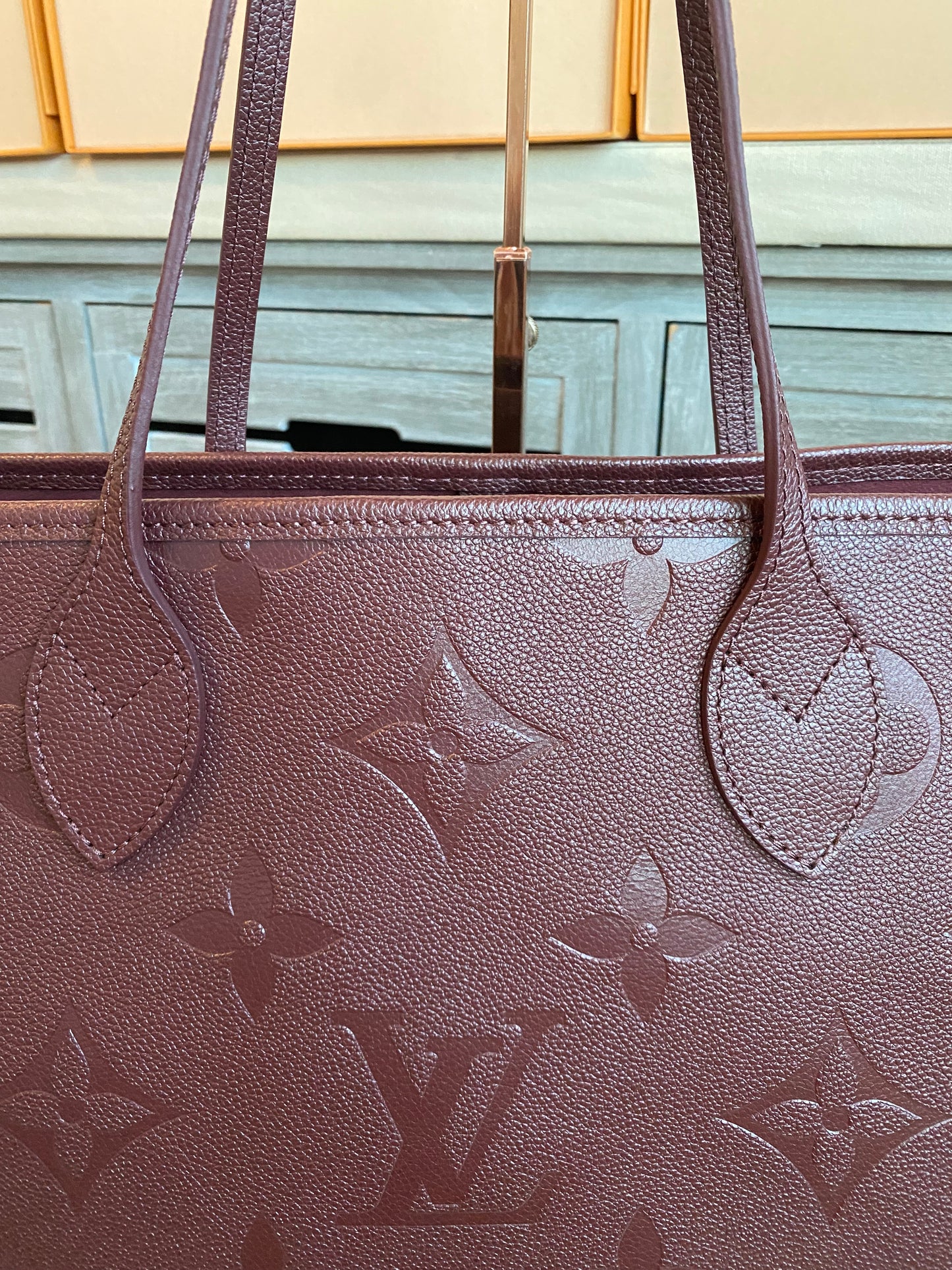 Louis Neverfull MM Empreinte Leather With Pouch Wine Color