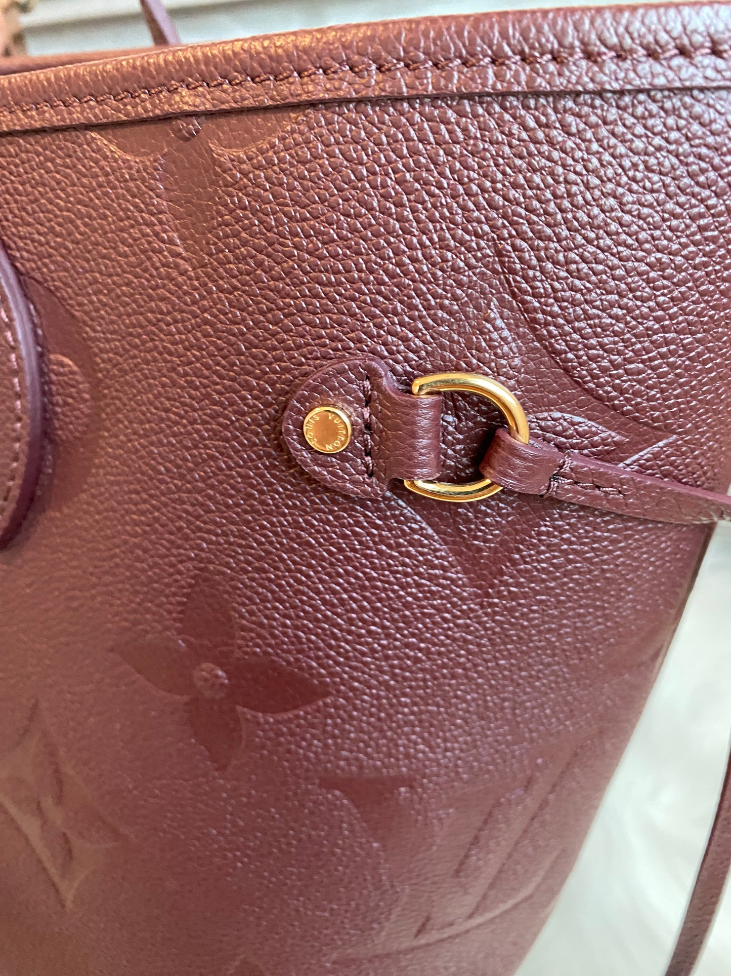 Louis Neverfull MM Empreinte Leather With Pouch Wine Color