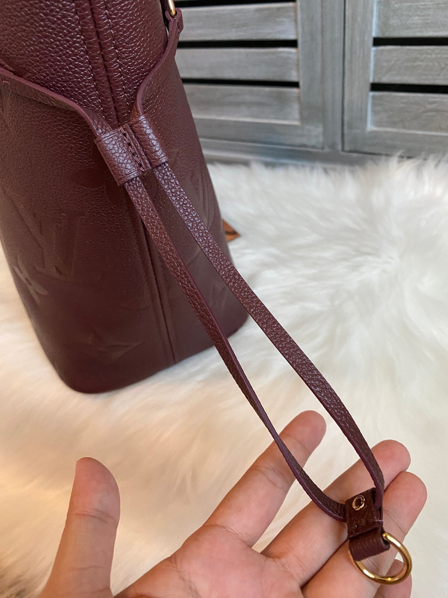 Louis Neverfull MM Empreinte Leather With Pouch Wine Color