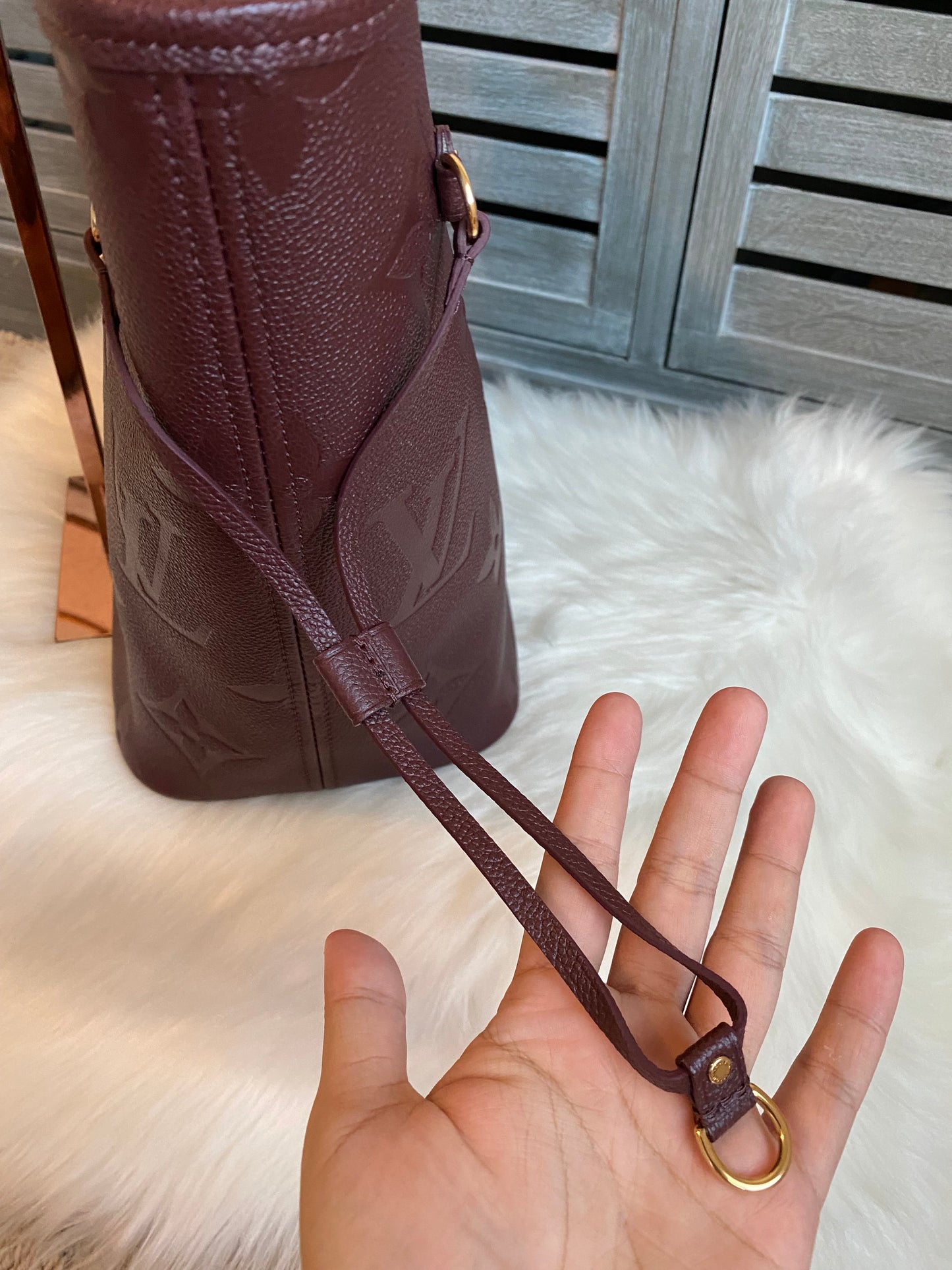 Louis Neverfull MM Empreinte Leather With Pouch Wine Color