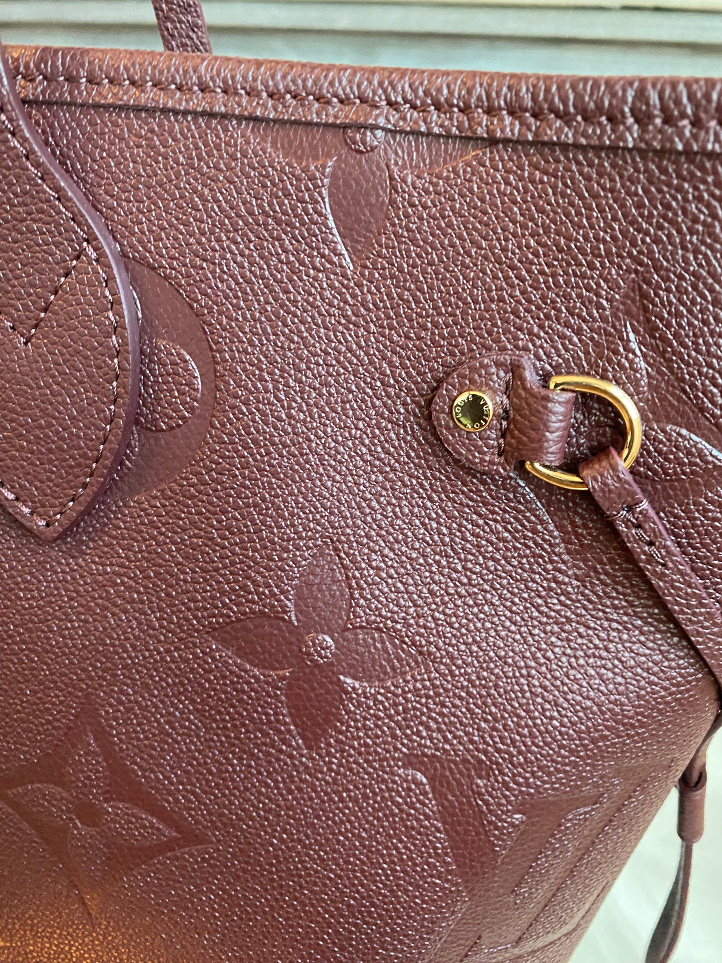 Louis Neverfull MM Empreinte Leather With Pouch Wine Color