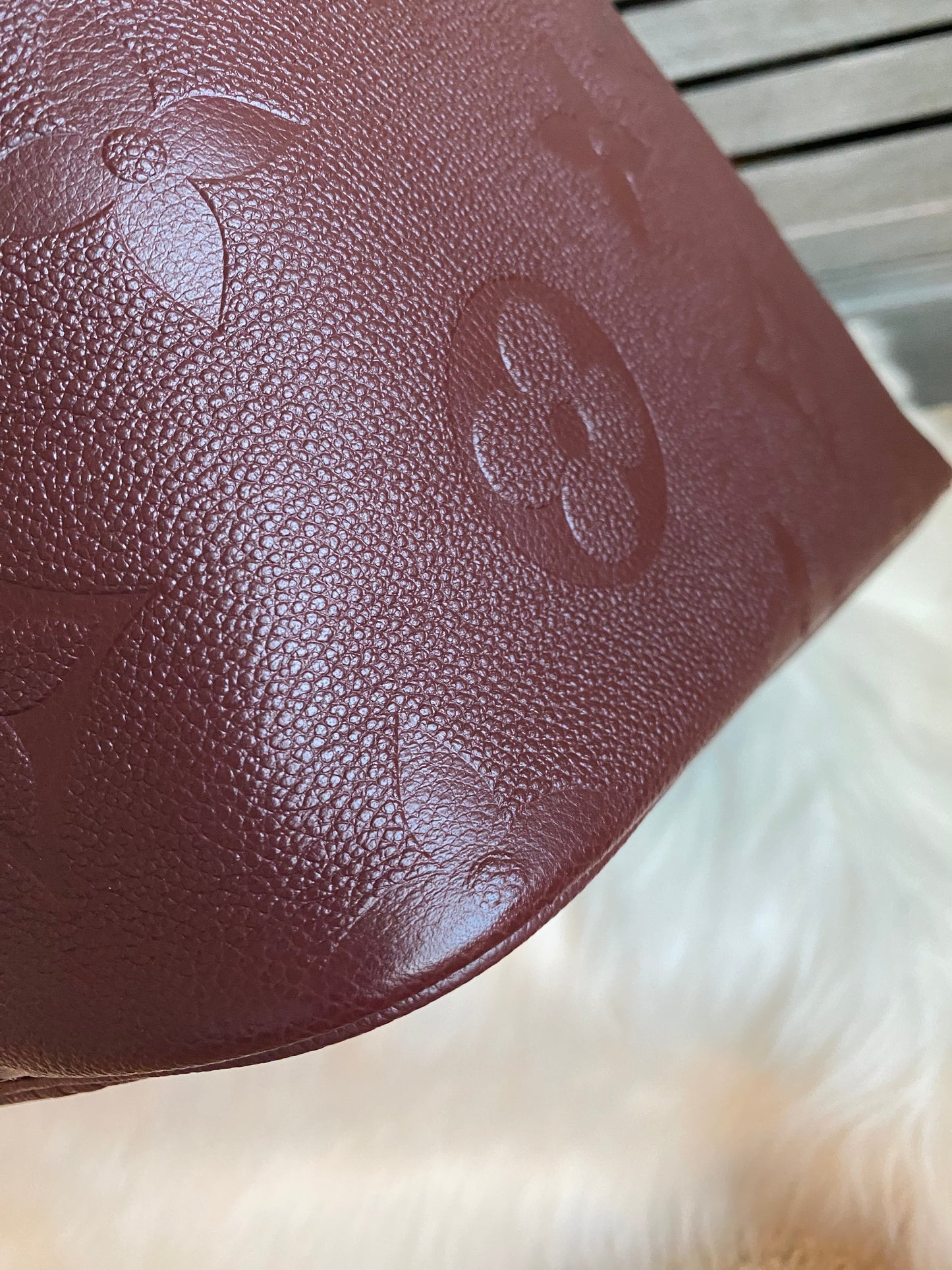 Louis Neverfull MM Empreinte Leather With Pouch Wine Color