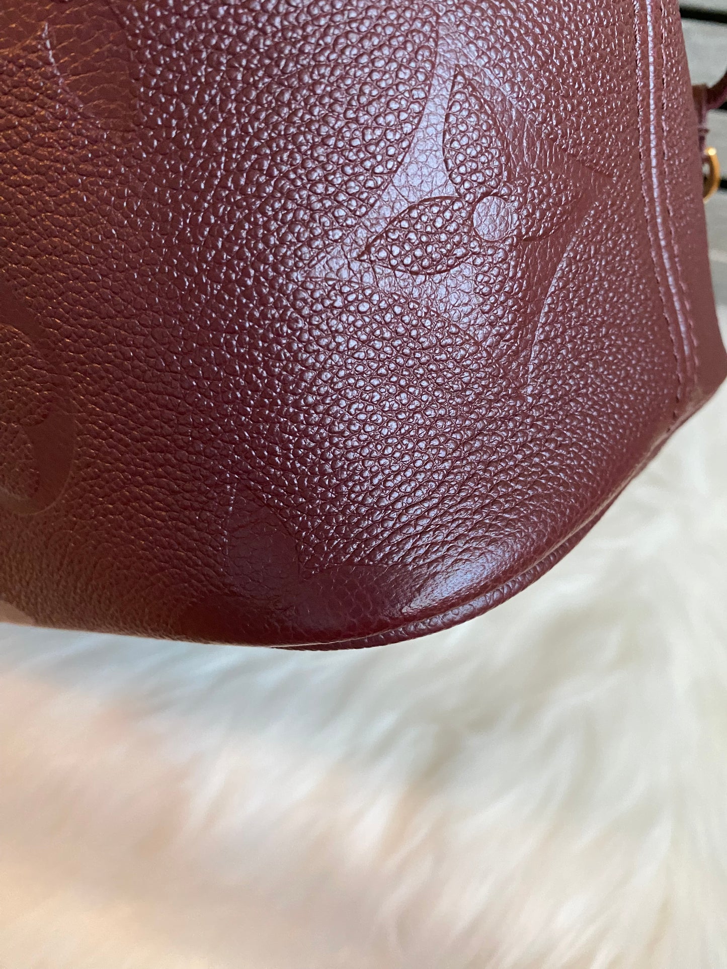 Louis Neverfull MM Empreinte Leather With Pouch Wine Color
