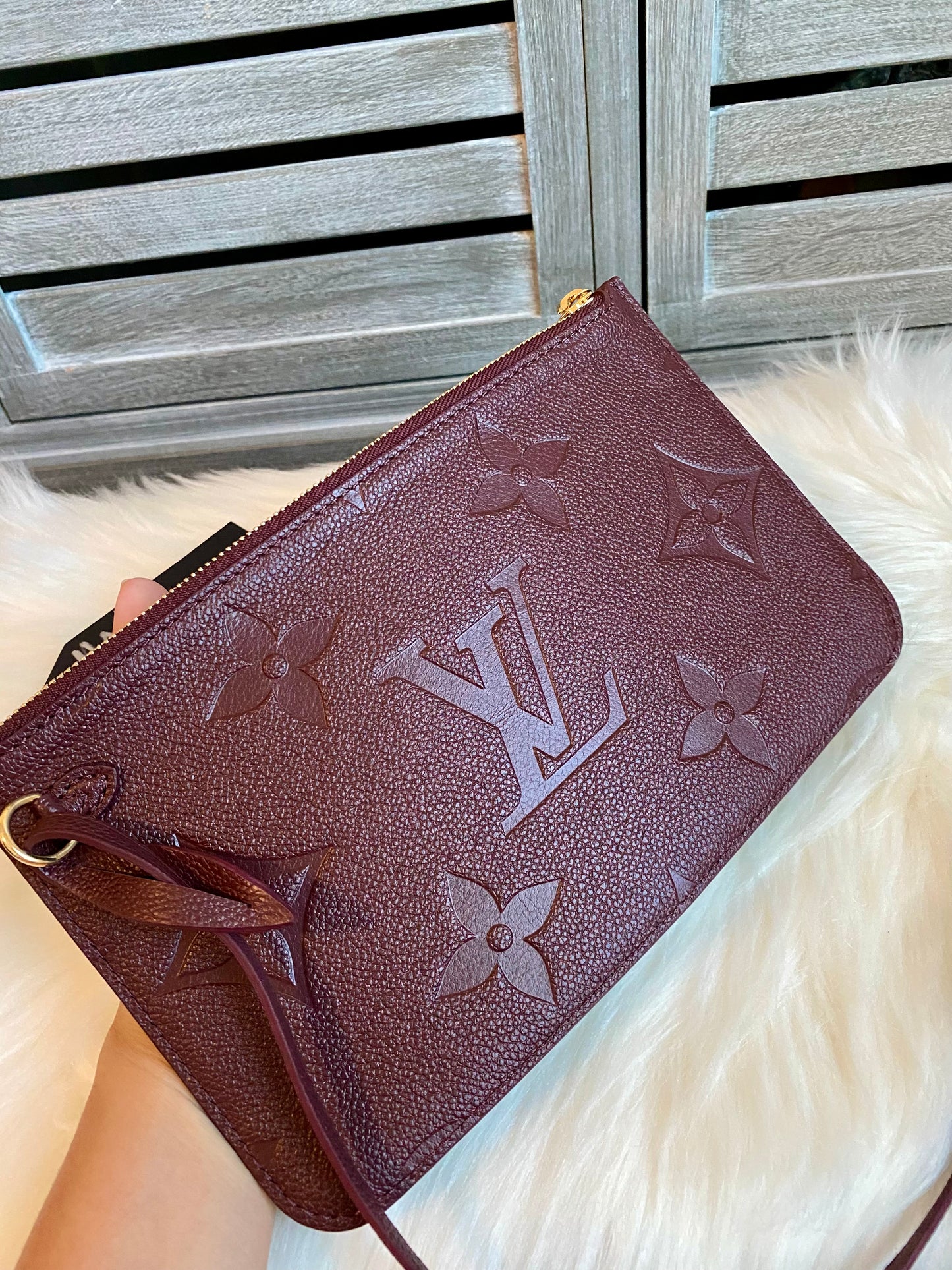 Louis Neverfull MM Empreinte Leather With Pouch Wine Color