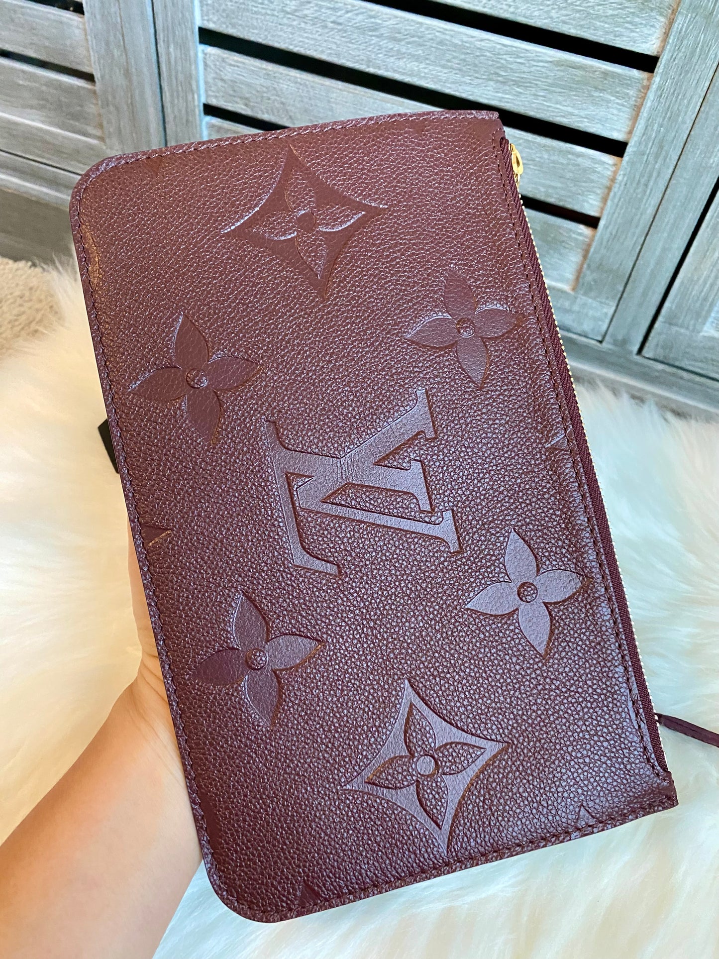Louis Neverfull MM Empreinte Leather With Pouch Wine Color