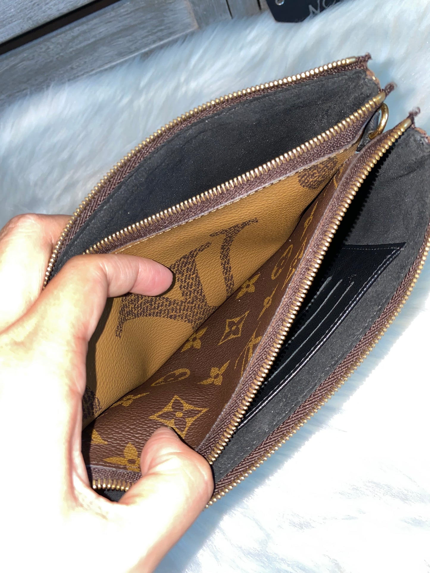 Louis Vuitton Double Zip Pochette Mono Reverse