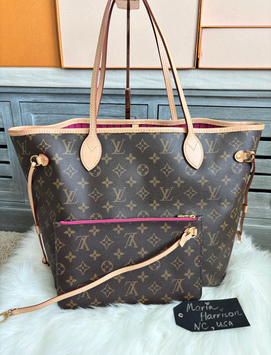 Louis Vuitton Neverfull MM With Pouch - Pivoine/ Pink Interior
