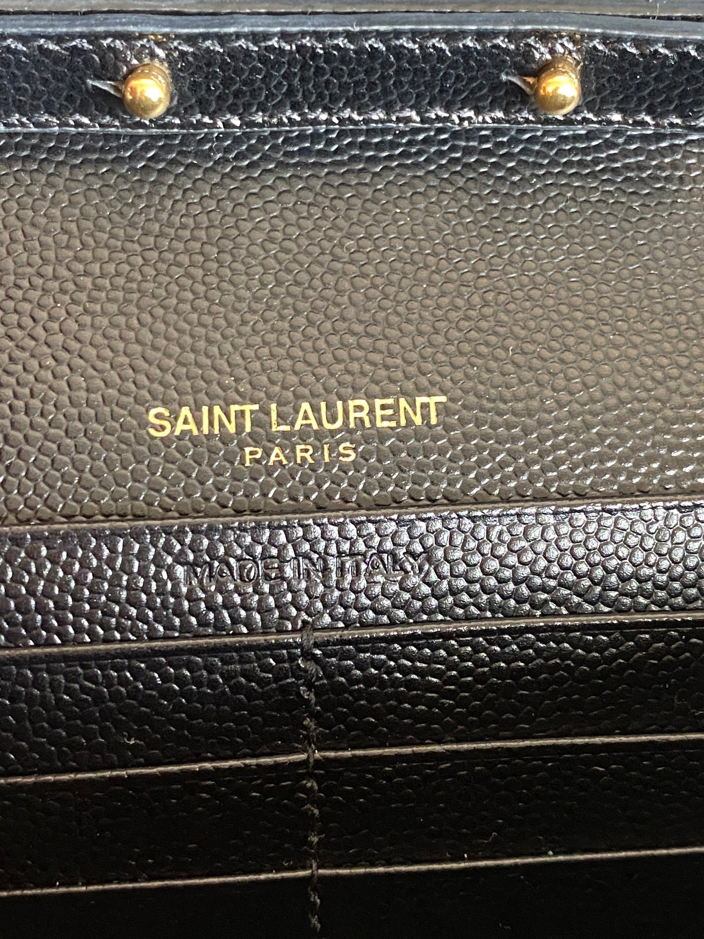 Saint Laurent Classic Cassandre Chain Wallet In Grain De Poudre Leather