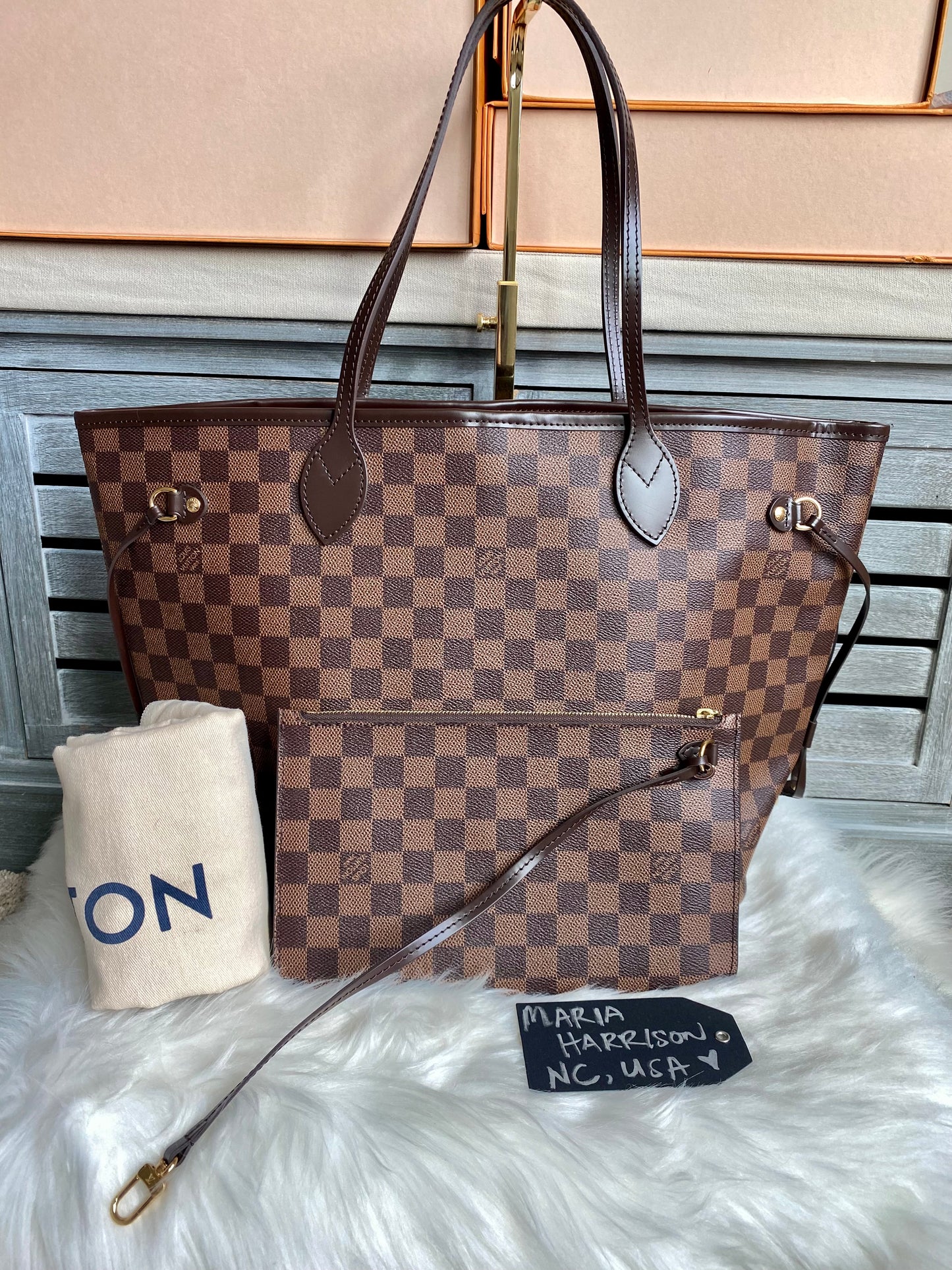Louis Vuitton Neverfull MM With Pouch Damier Ebene