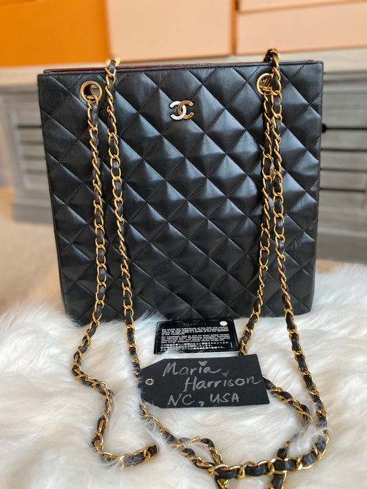 Chanel Quilted Lamb Skin Long Shoulder Bag