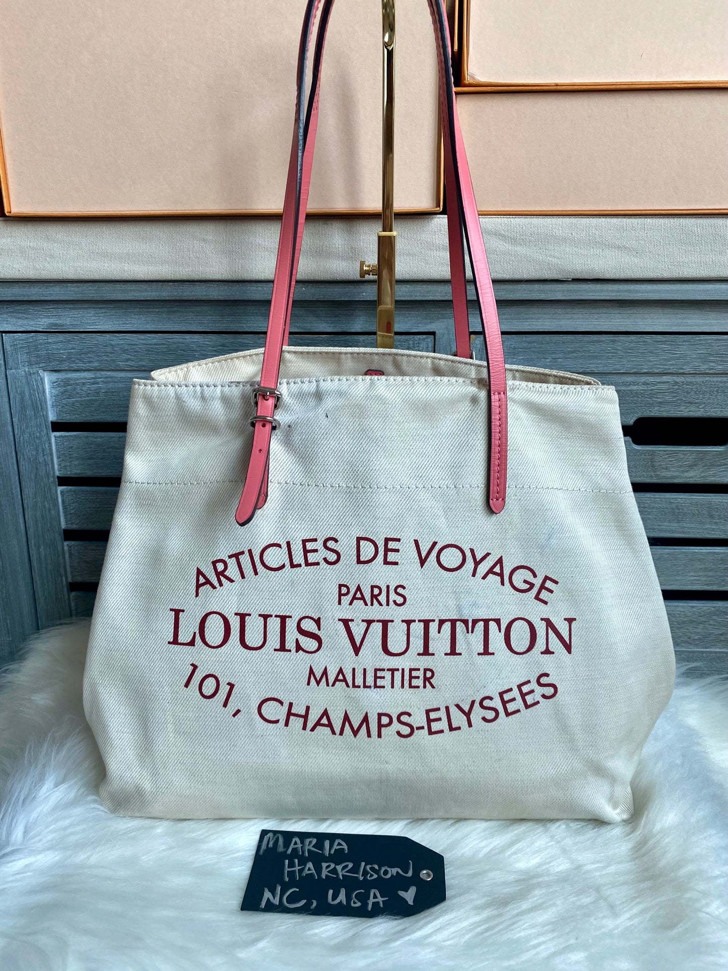 Louis Vuitton Limited Edition Corail Cotton Articles De Voyage Cabas MM Tote Bag