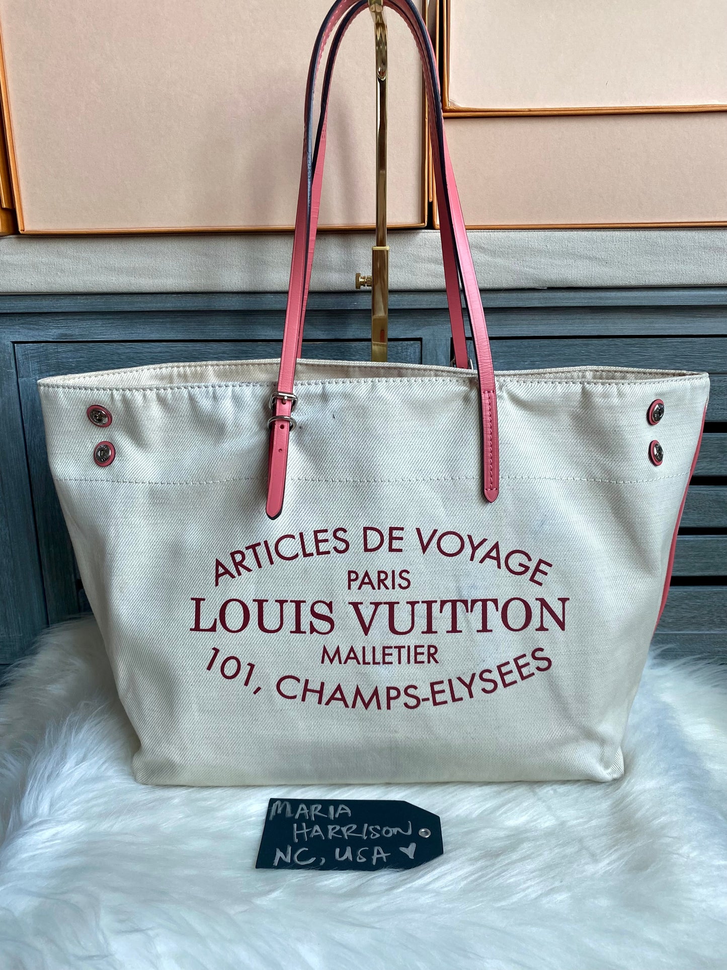 Louis Vuitton Limited Edition Corail Cotton Articles De Voyage Cabas MM Tote Bag