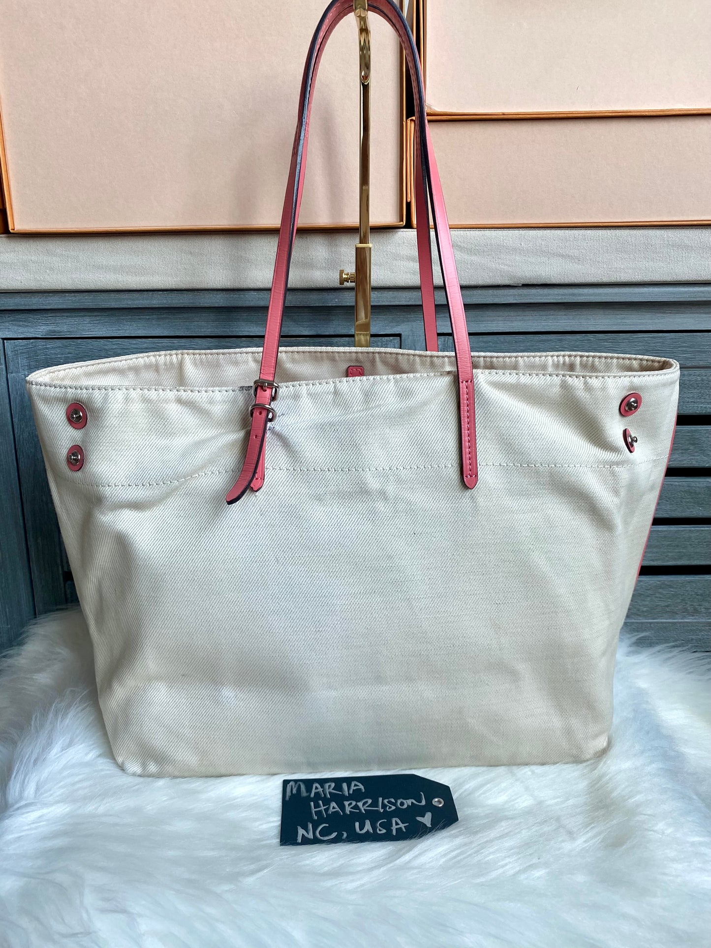 Louis Vuitton Limited Edition Corail Cotton Articles De Voyage Cabas MM Tote Bag