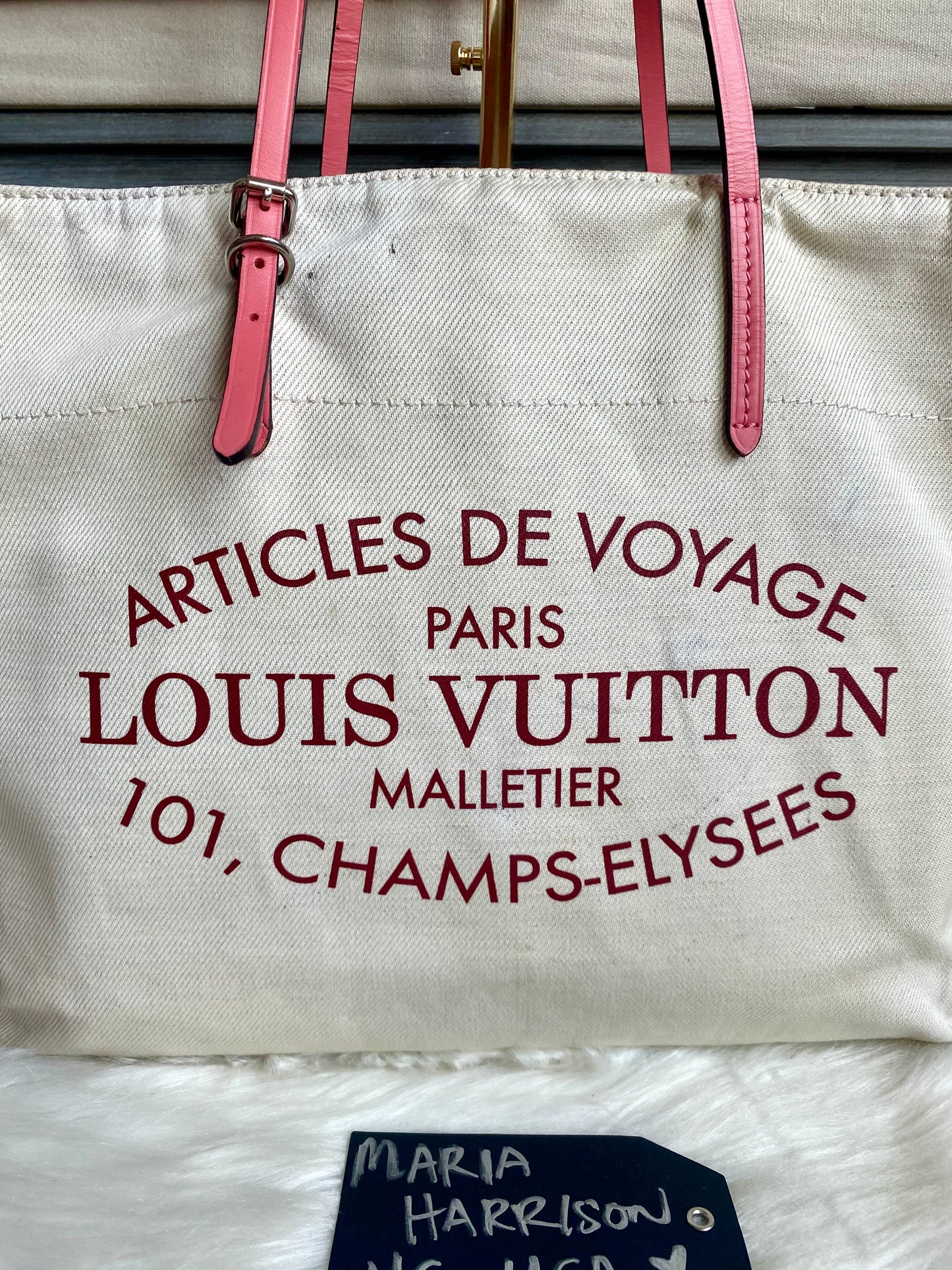 Louis Vuitton Limited Edition Corail Cotton Articles De Voyage Cabas MM Tote Bag