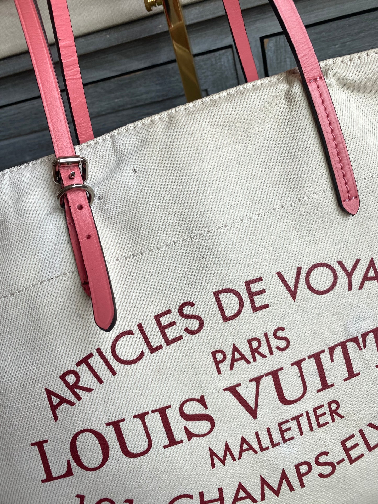Louis Vuitton Limited Edition Corail Cotton Articles De Voyage Cabas MM Tote Bag