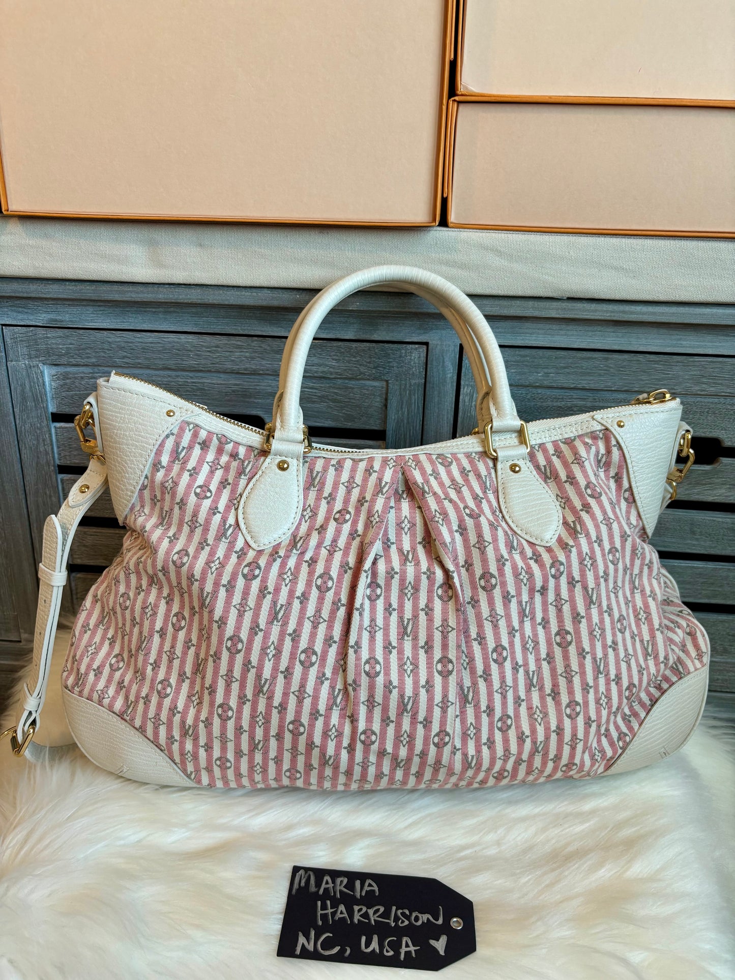 Louis Vuitton Pink/White Mini Lin Croisette Marina GM Bag